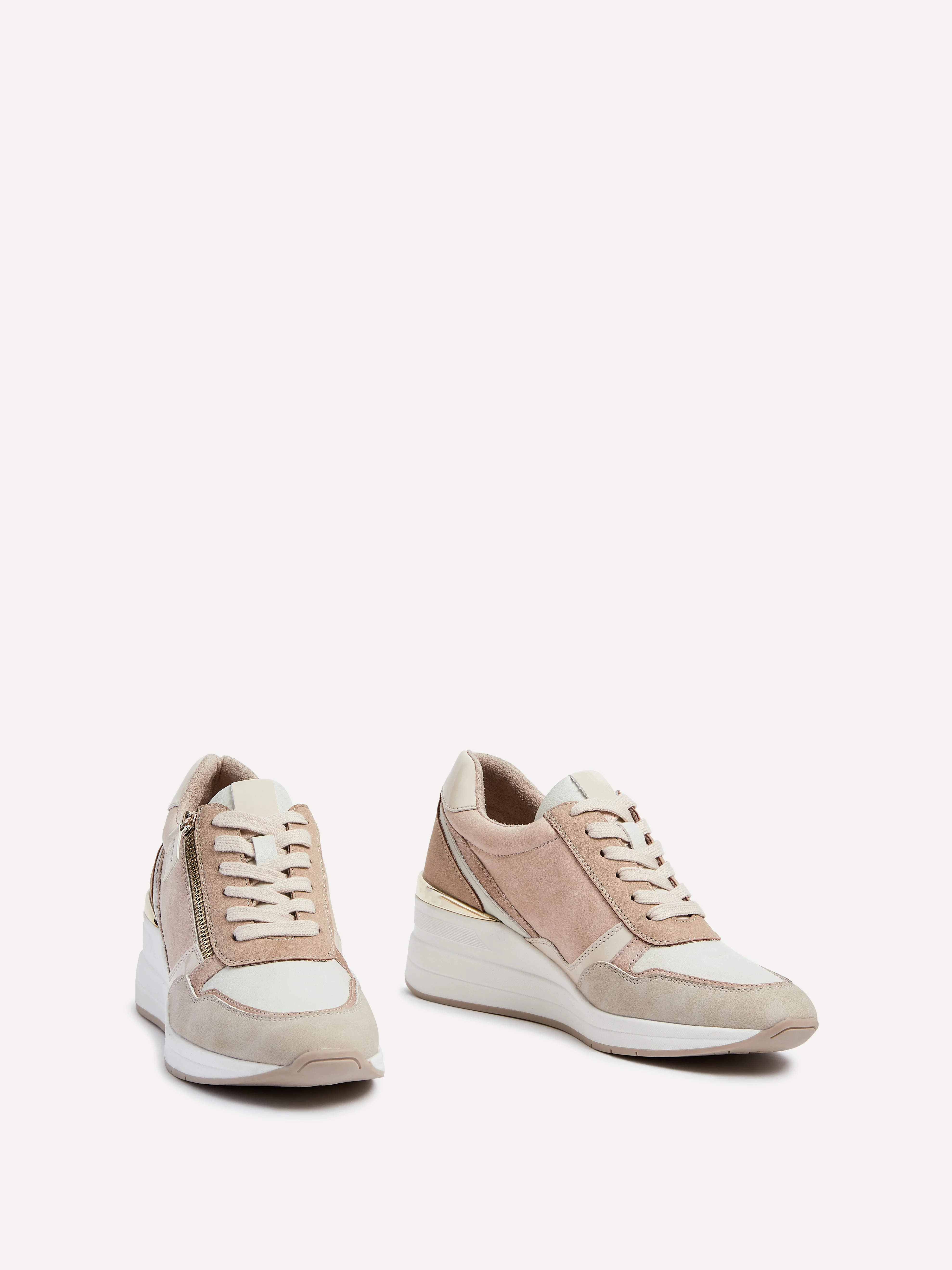 Aylin Nude Colour Wedge Trainers - Image 2