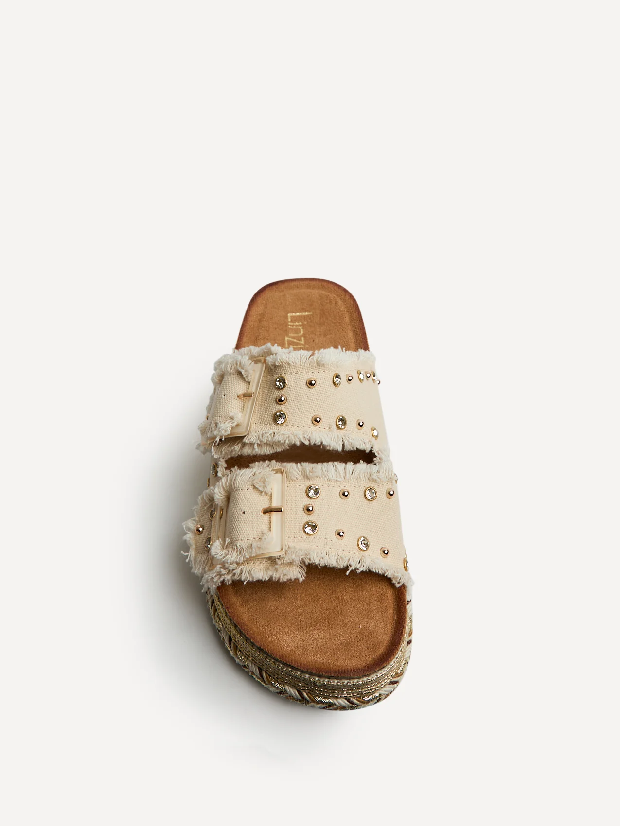 Bahama Beige Diamante Flatform Sandals - Image 4