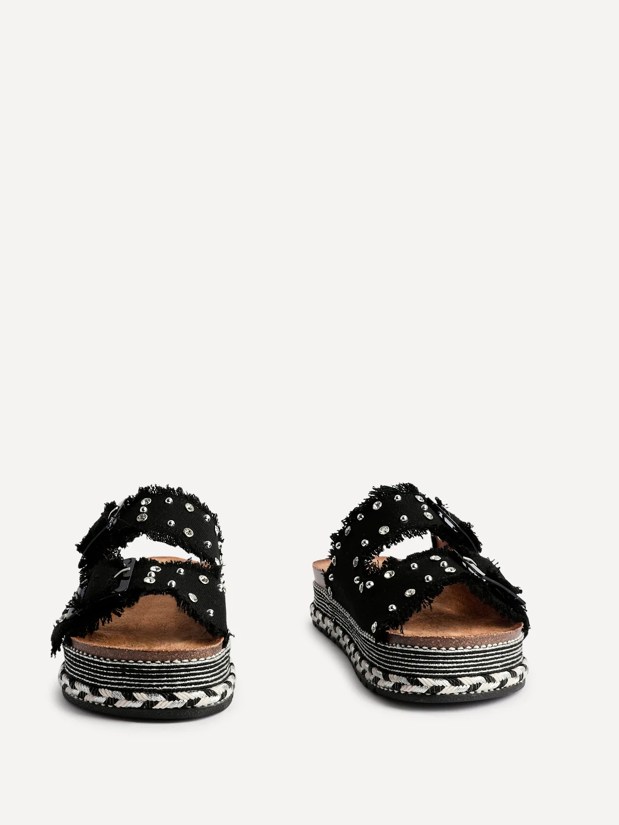 Bahama Black Diamante Flatform Sandals - Image 3