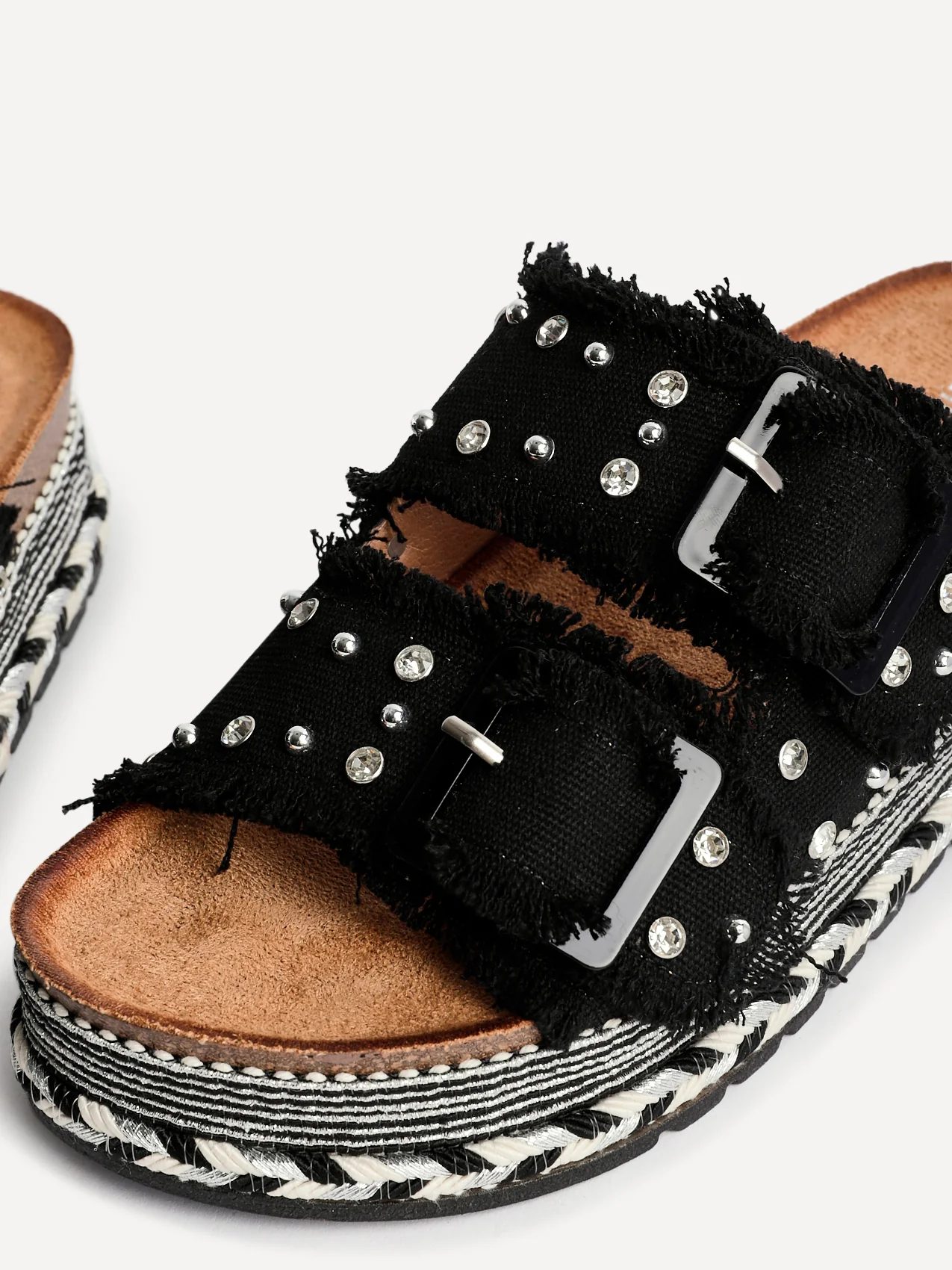 Bahama Black Diamante Flatform Sandals - Image 4