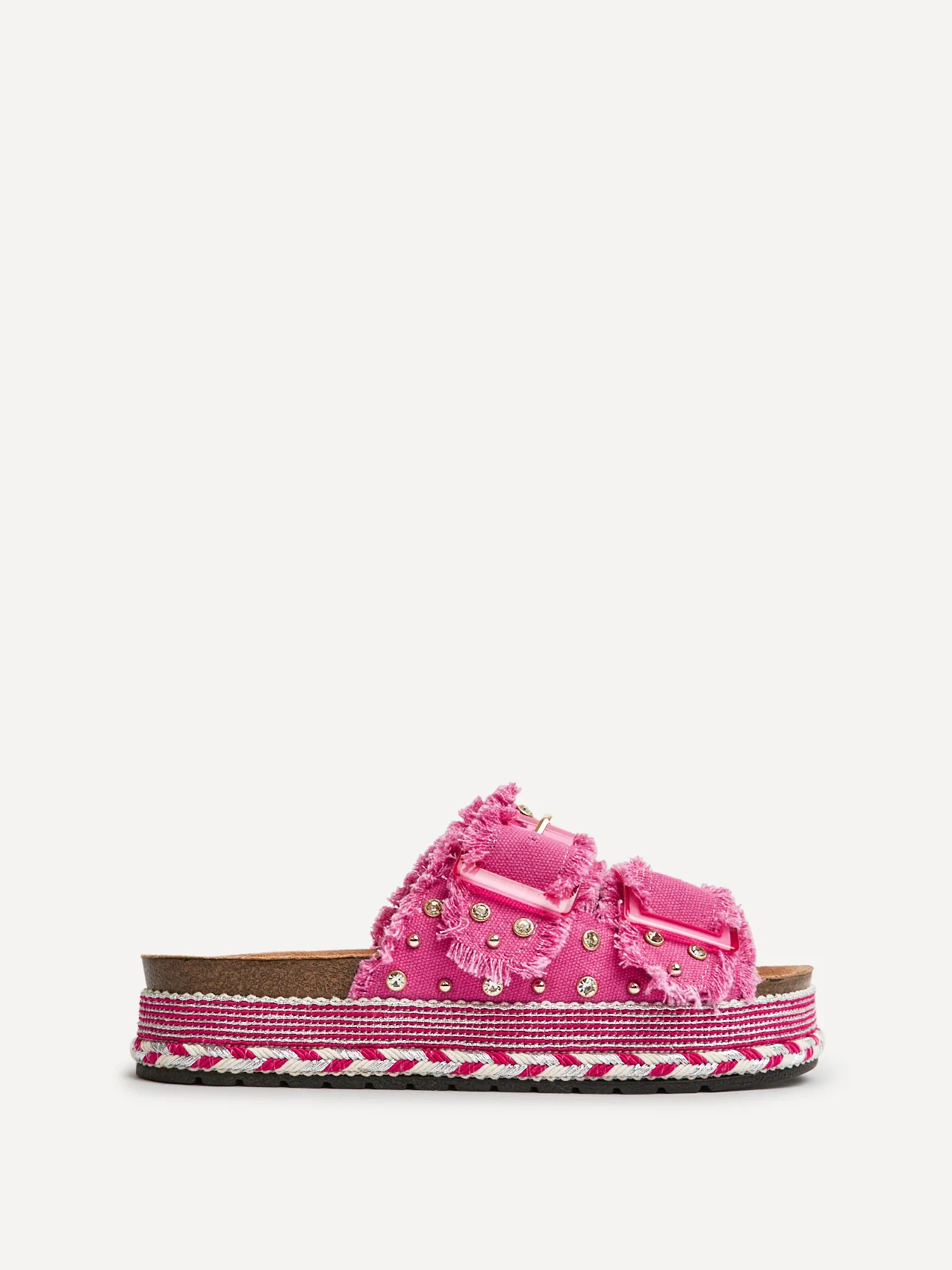 Bahama Fuchsia Diamante Flatform Sandals - Image 2