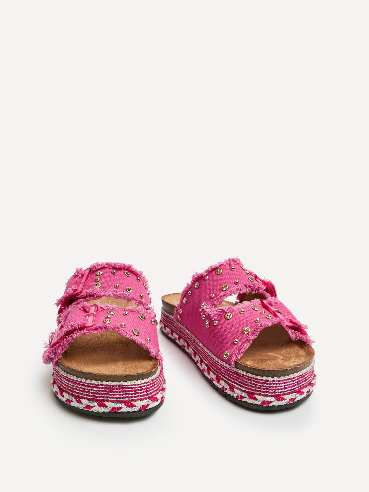 Bahama Fuchsia Diamante Flatform Sandals - Image 3
