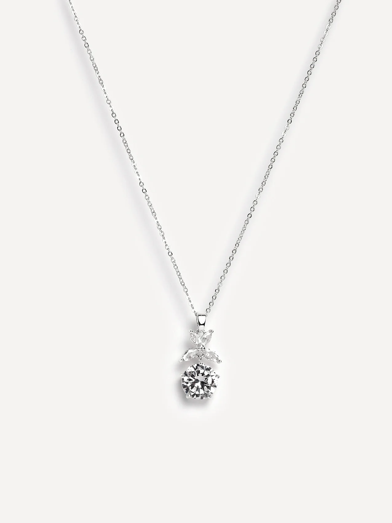 Beau Silver Crystal Drop Necklace - Image 3
