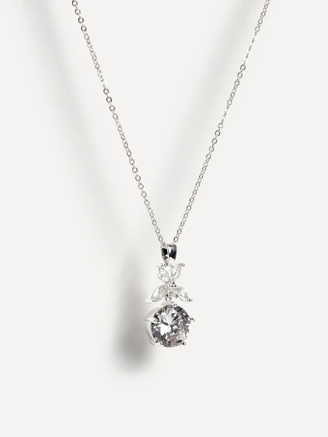 Beau Silver Crystal Drop Necklace - Image 4