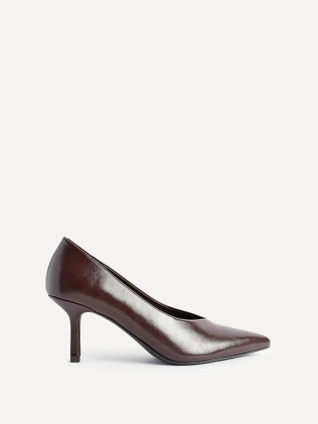 Bellamy Brown Faux Leather V-Cut Court Heels - Image 2