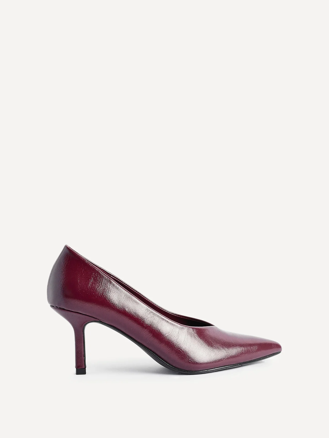 Bellamy Burgundy Faux Leather V-Cut Court Heels - Image 2