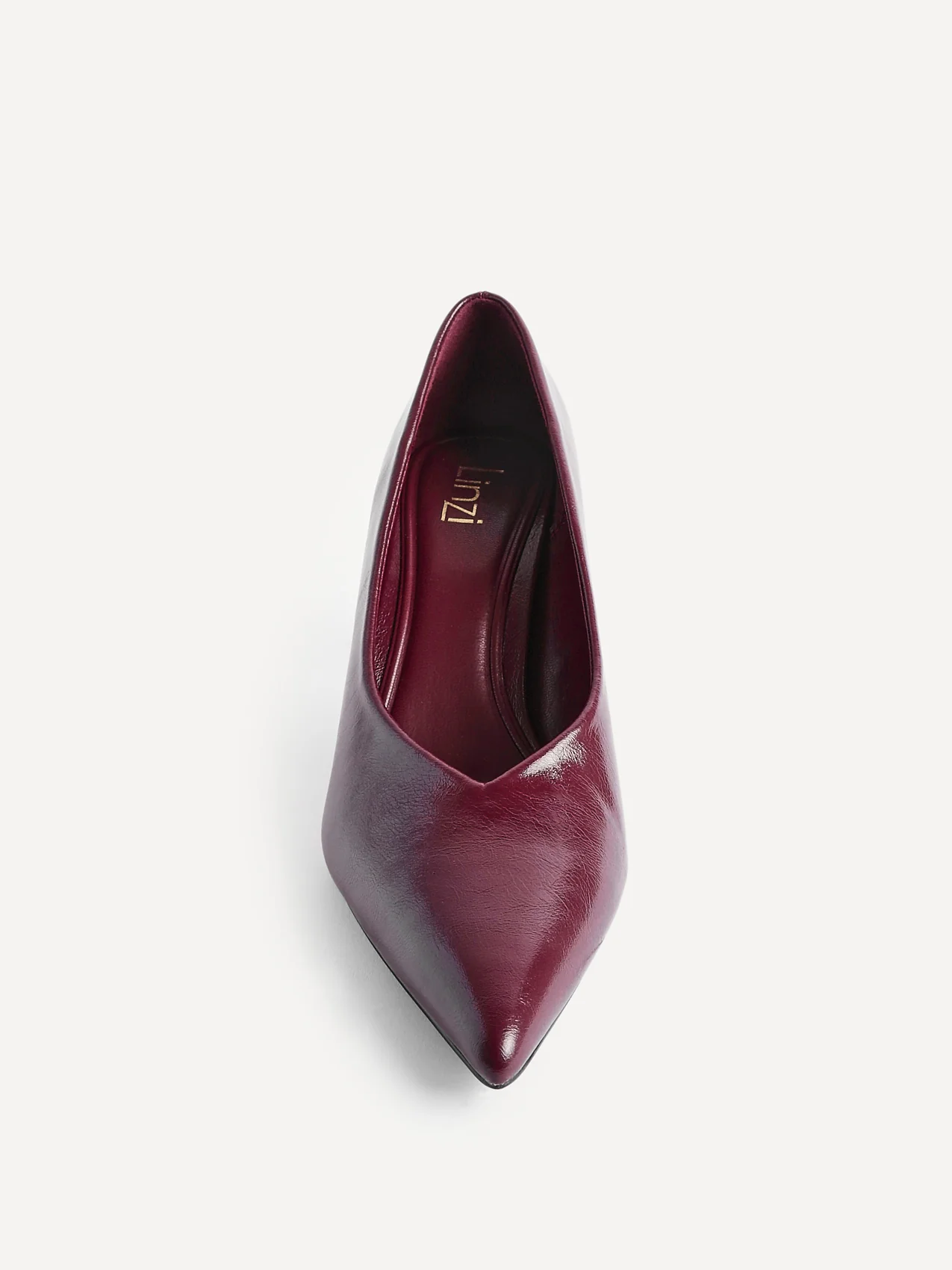 Bellamy Burgundy Faux Leather V-Cut Court Heels - Image 4
