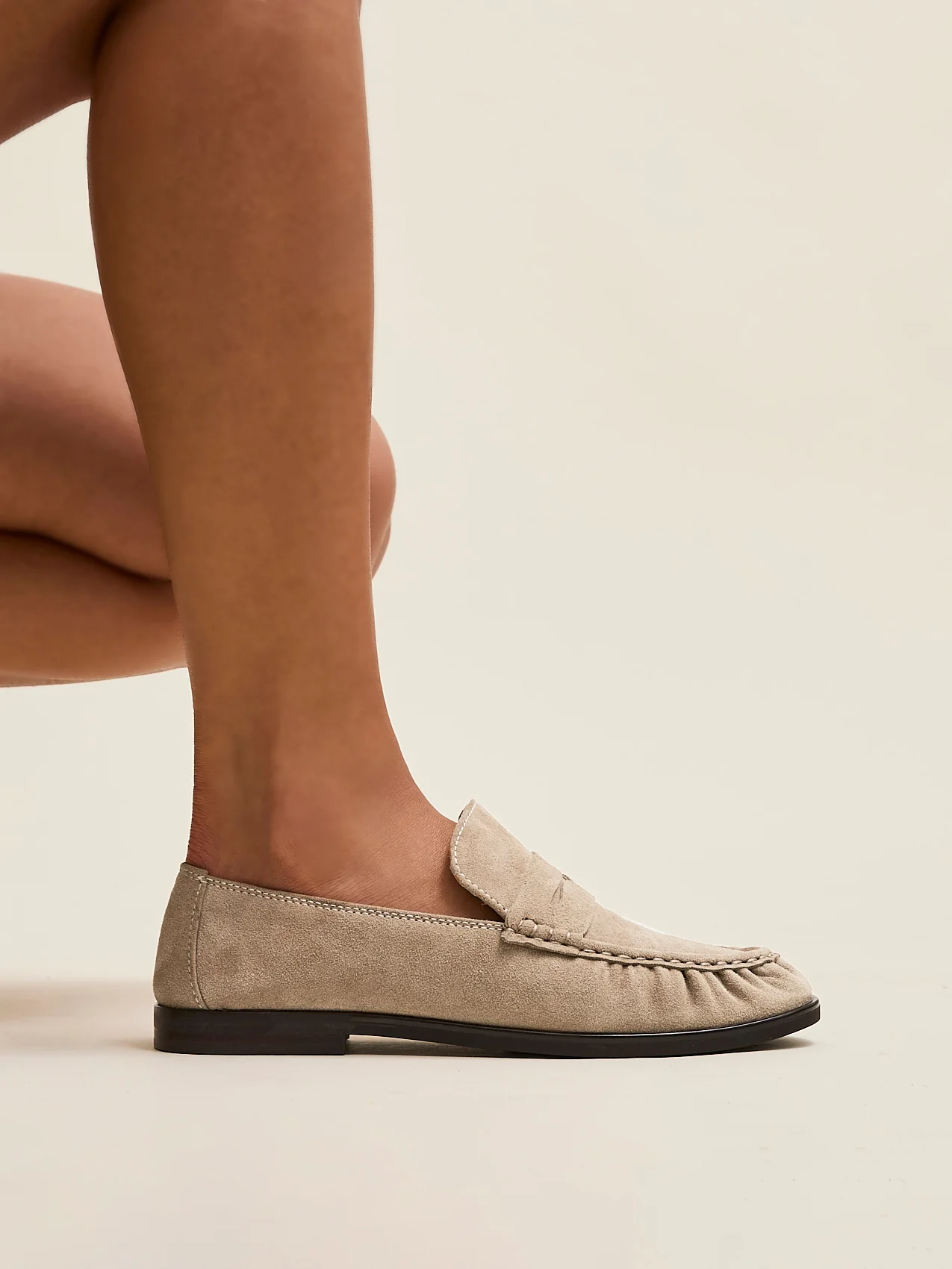 Belmont Beige Suede Leather Loafers - Image 6