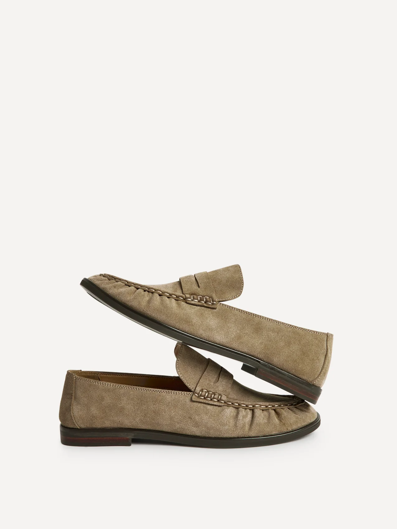 Belmont Taupe Suede Leather Loafers - Image 5