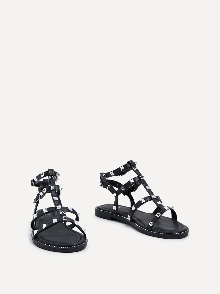 Billie Black Studded Gladiator Sandals - Image 3