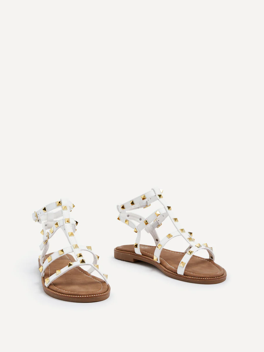 Billie White Studded Gladiator Sandals - Image 3