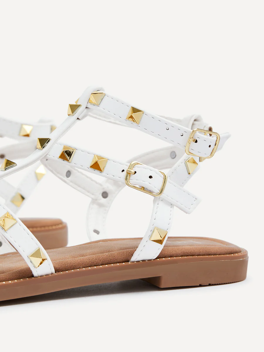Billie White Studded Gladiator Sandals - Image 5