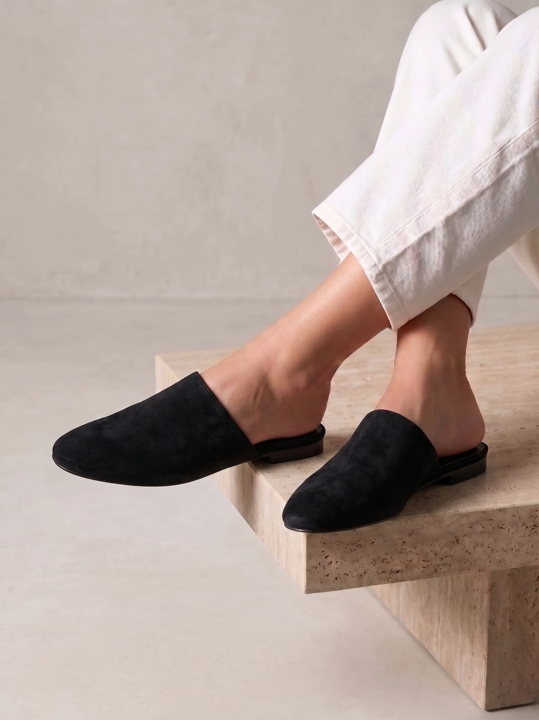 Blake Black Faux Suede Mules - Image 6