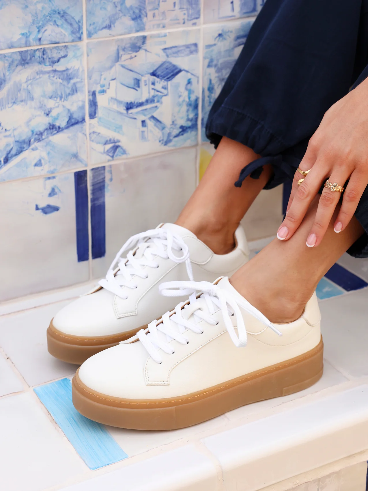 Blanca White Leather Trainers - Image 7