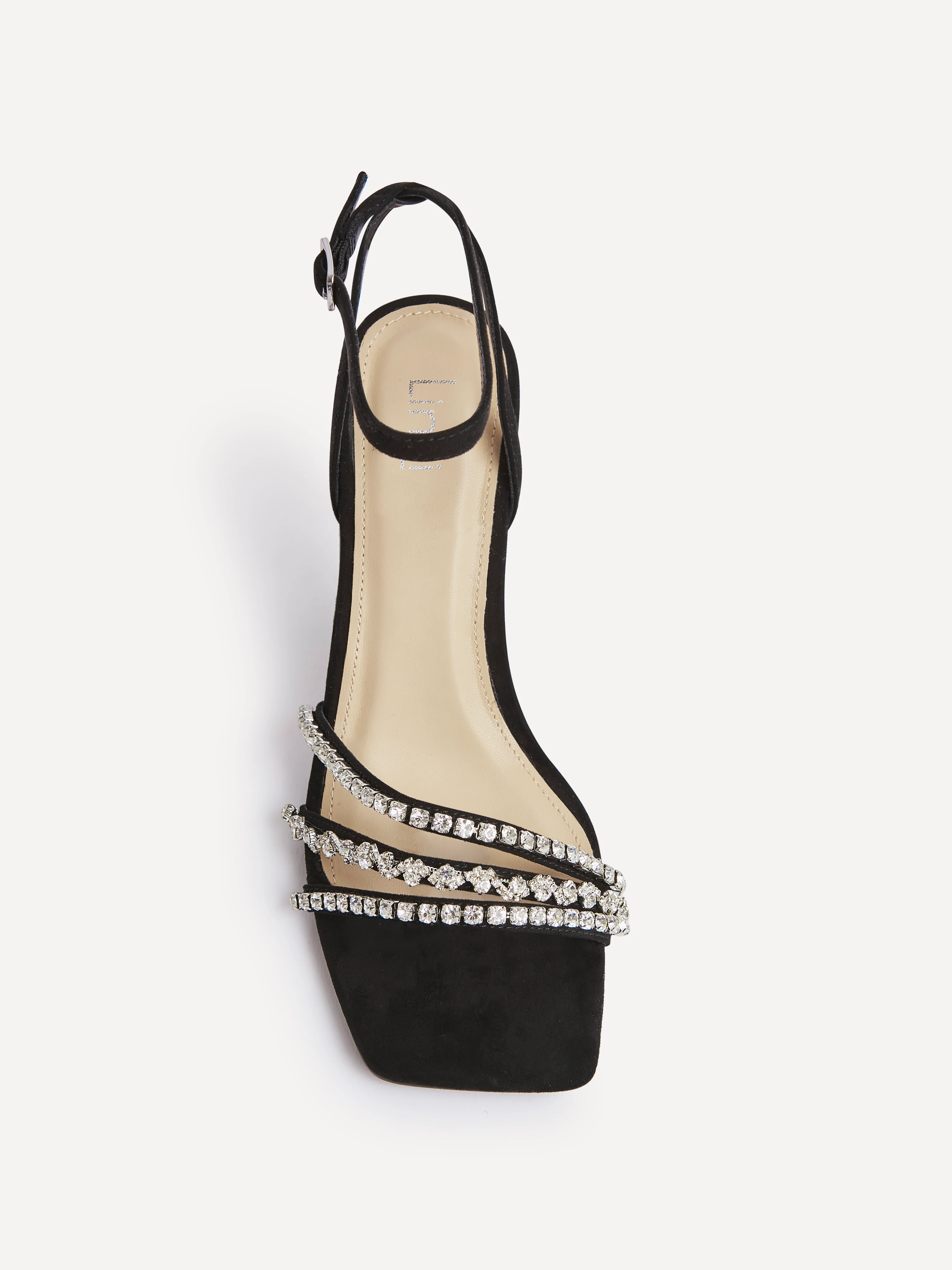 Bling Black Strappy Diamante Heels - Image 4