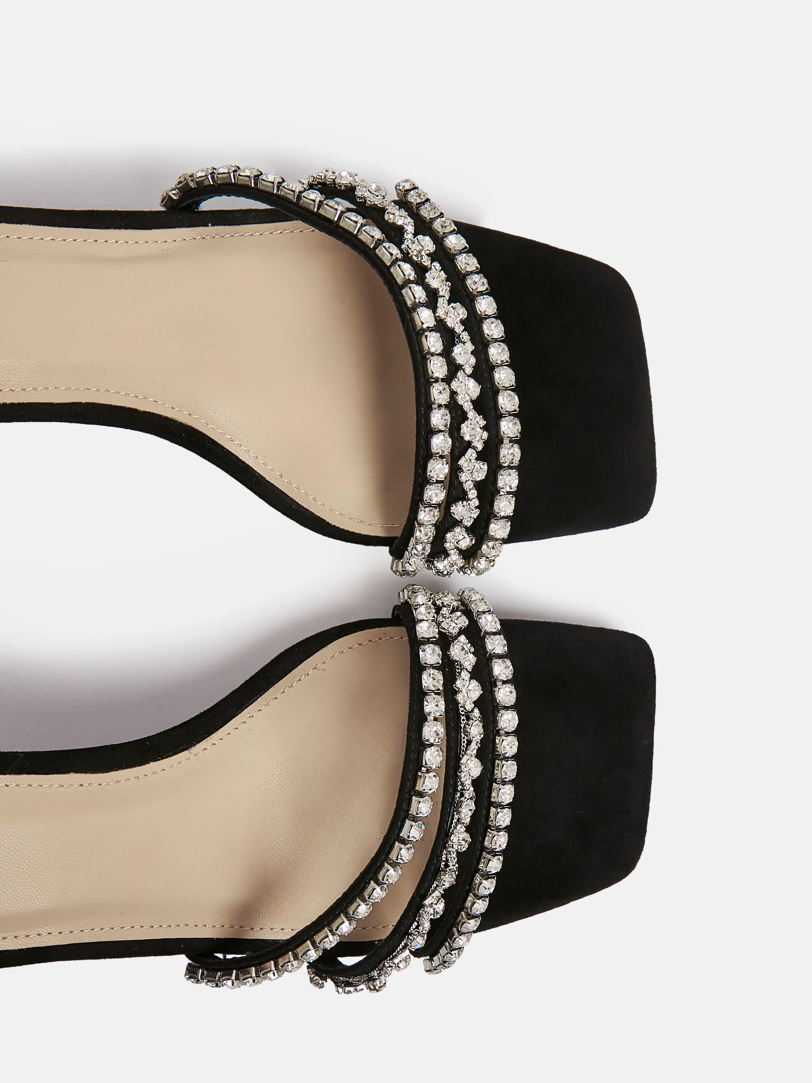 Bling Black Strappy Diamante Heels - Image 5