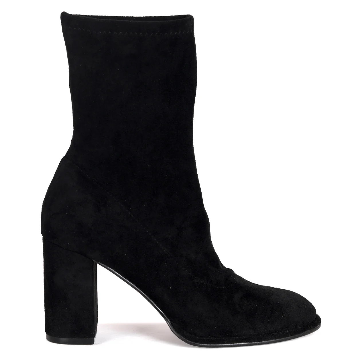 Bluebell Black Faux Suede Heeled Sock Boots