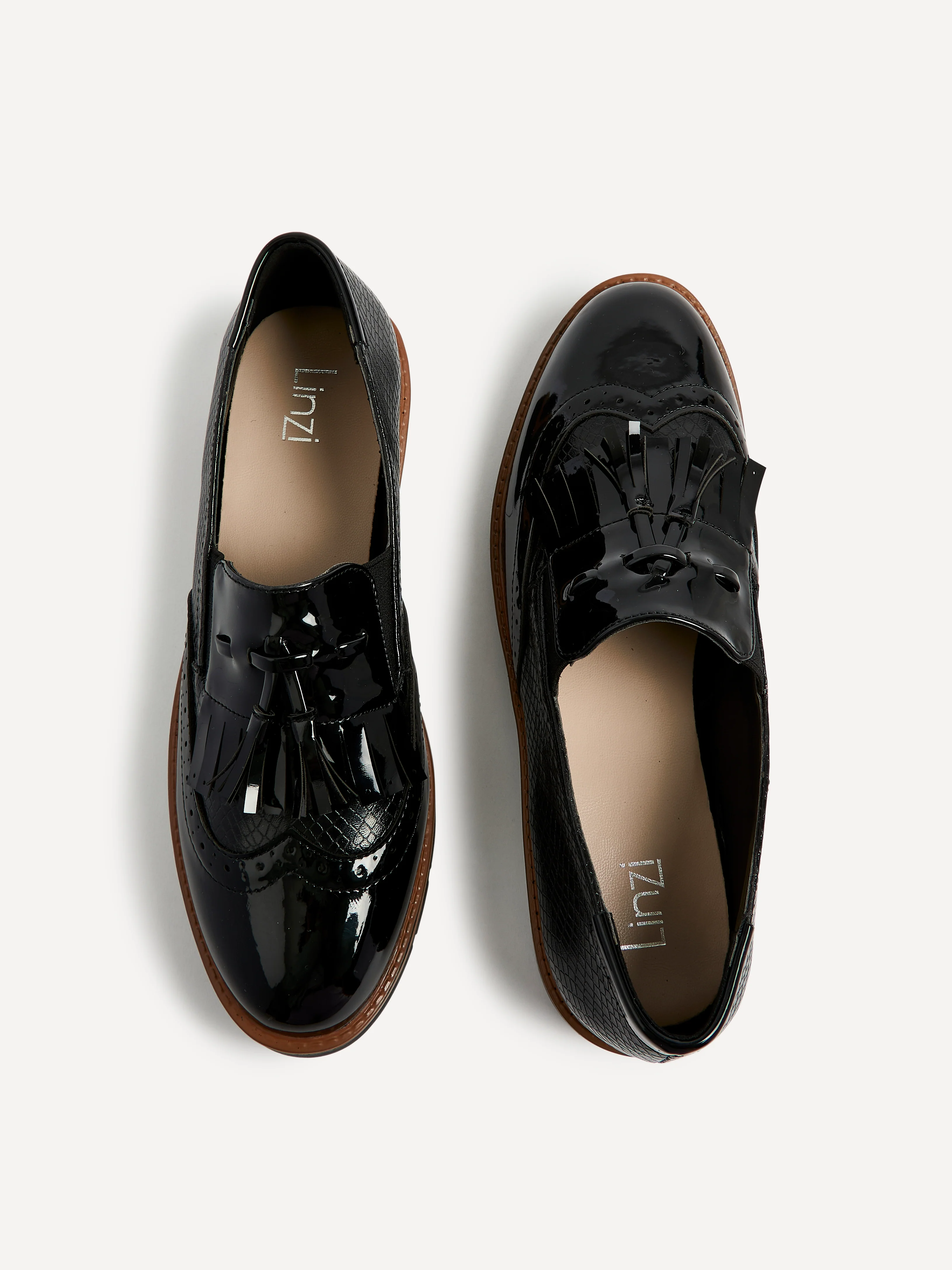 Bowen Black Patent & Lizard Faux Leather Loafers - Image 3