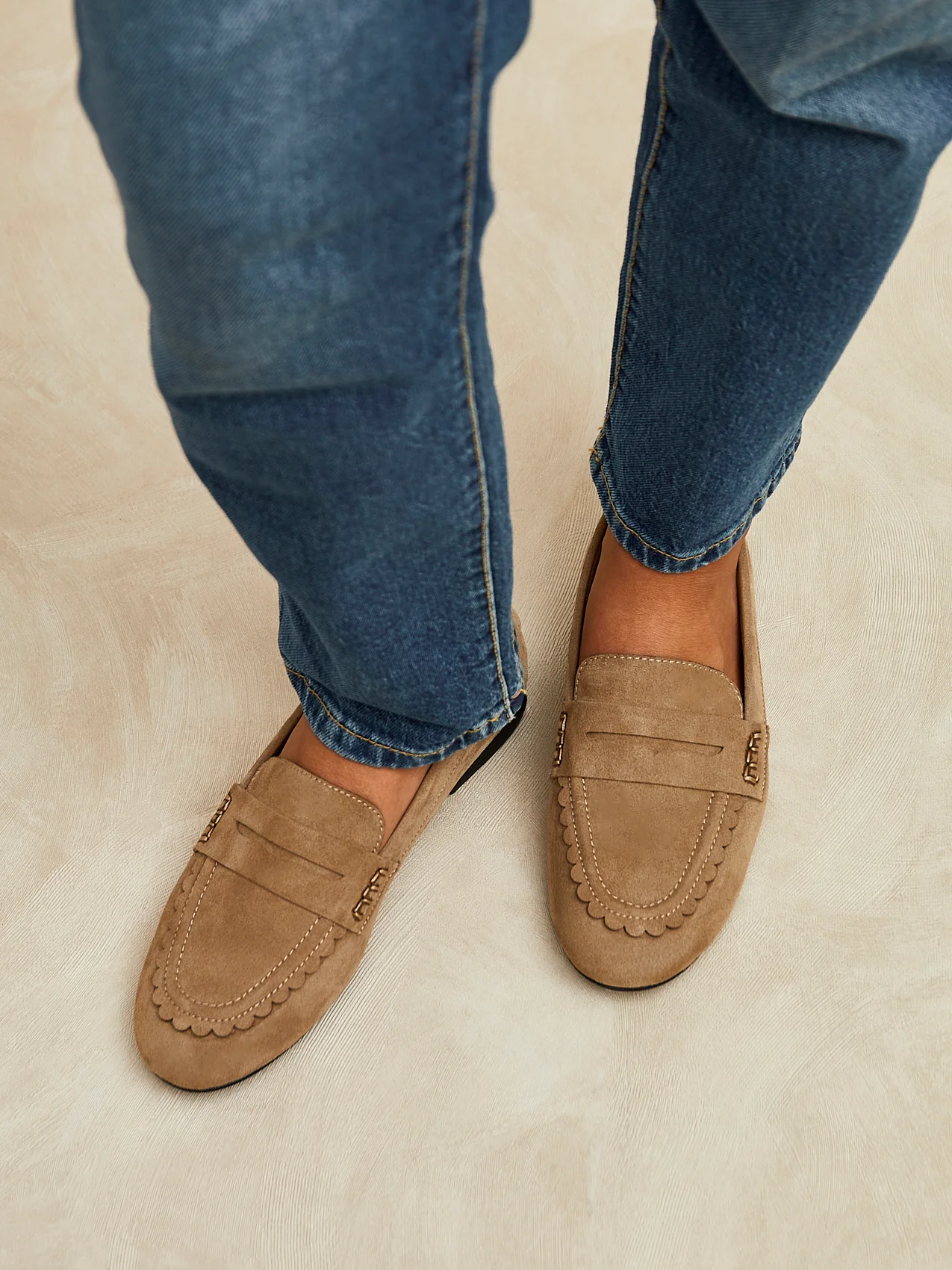 Bree Taupe Suede Leather Penny Loafer - Image 6