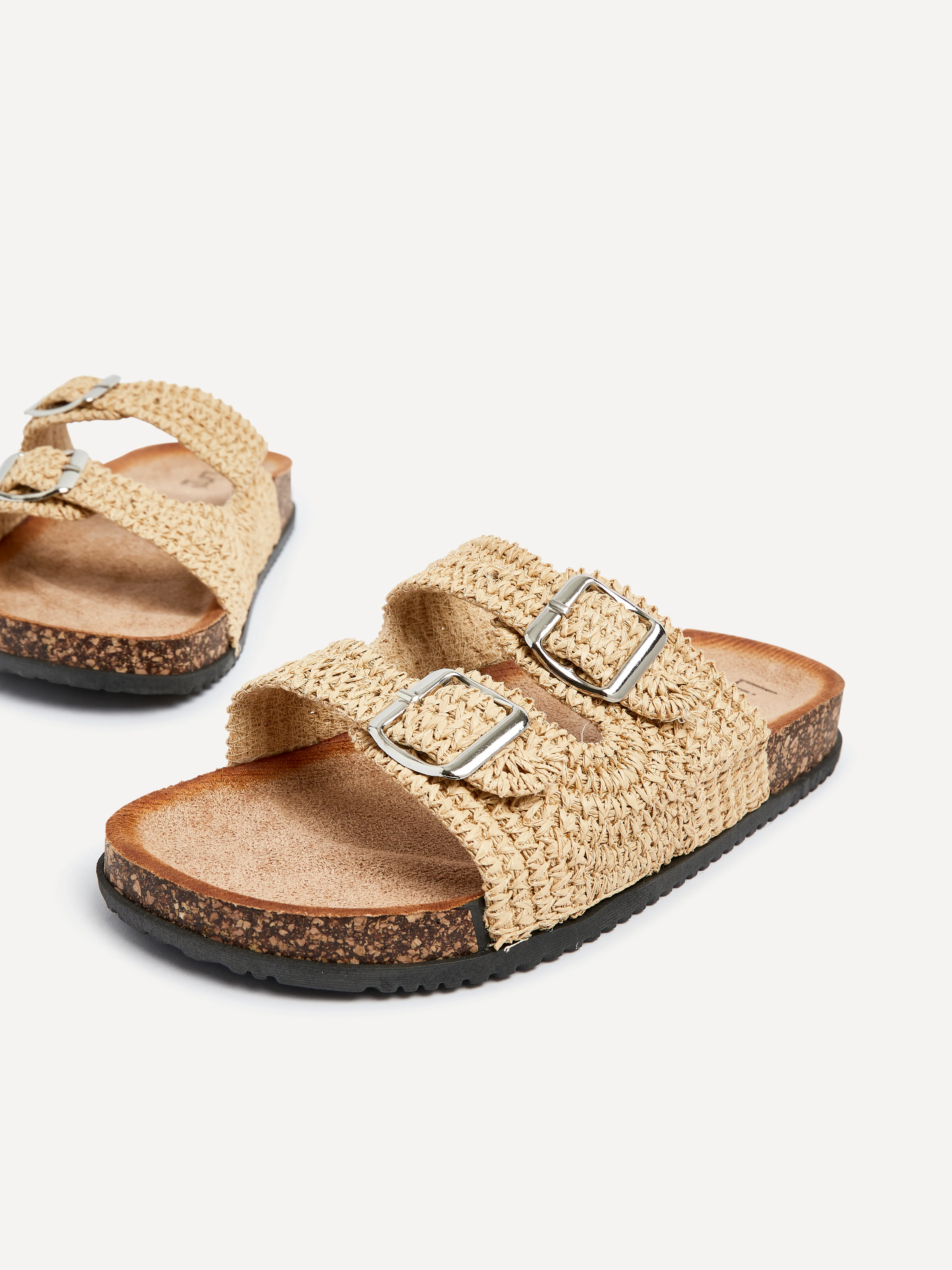 Brianna Natural Double Buckle Sandals - Image 4