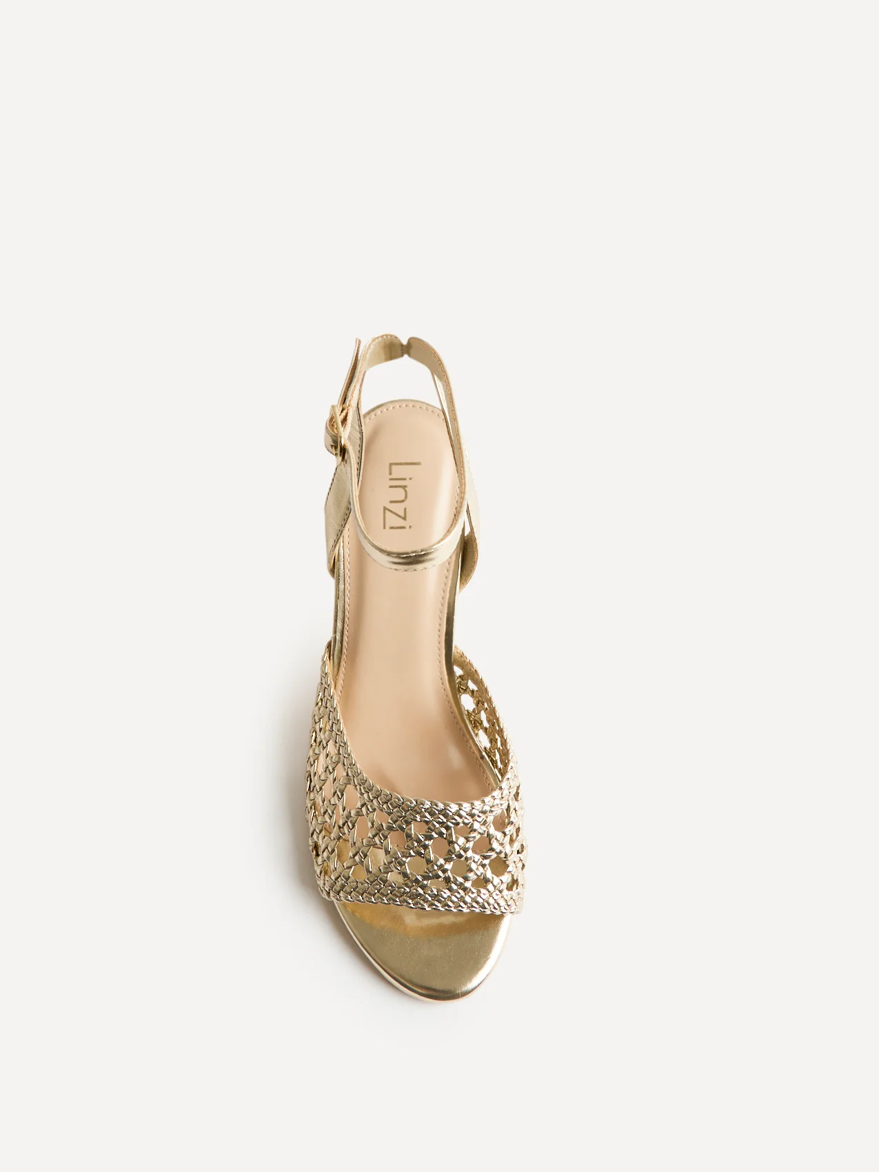 Bridget Gold Faux Leather Handwoven Heels - Image 4