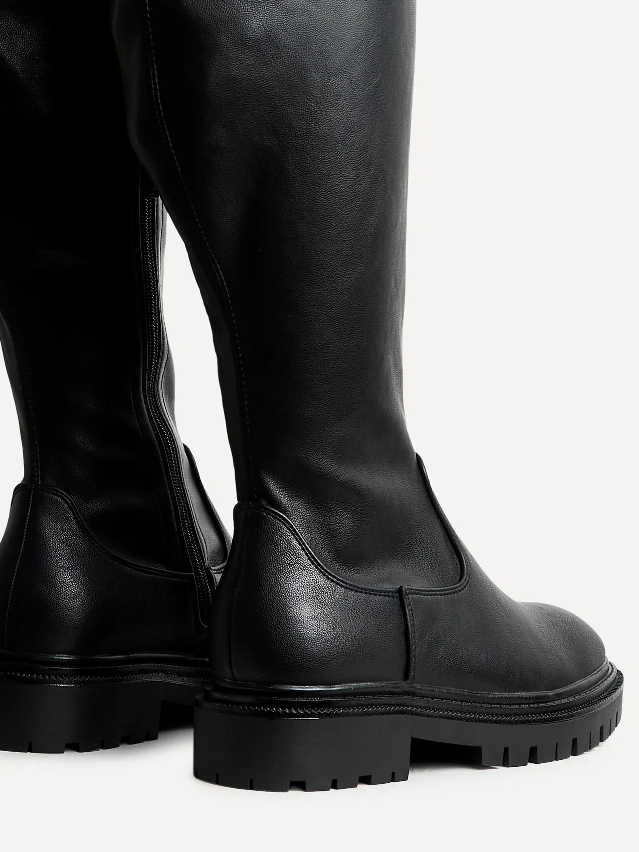 Briody Wide Fit Black Faux Leather Long Boots - Image 5