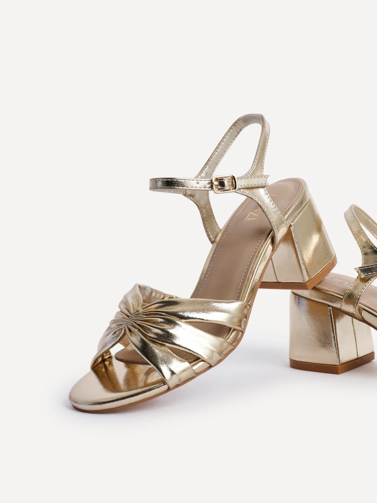 Broadway Gold Faux Leather Heeled Sandals - Image 5