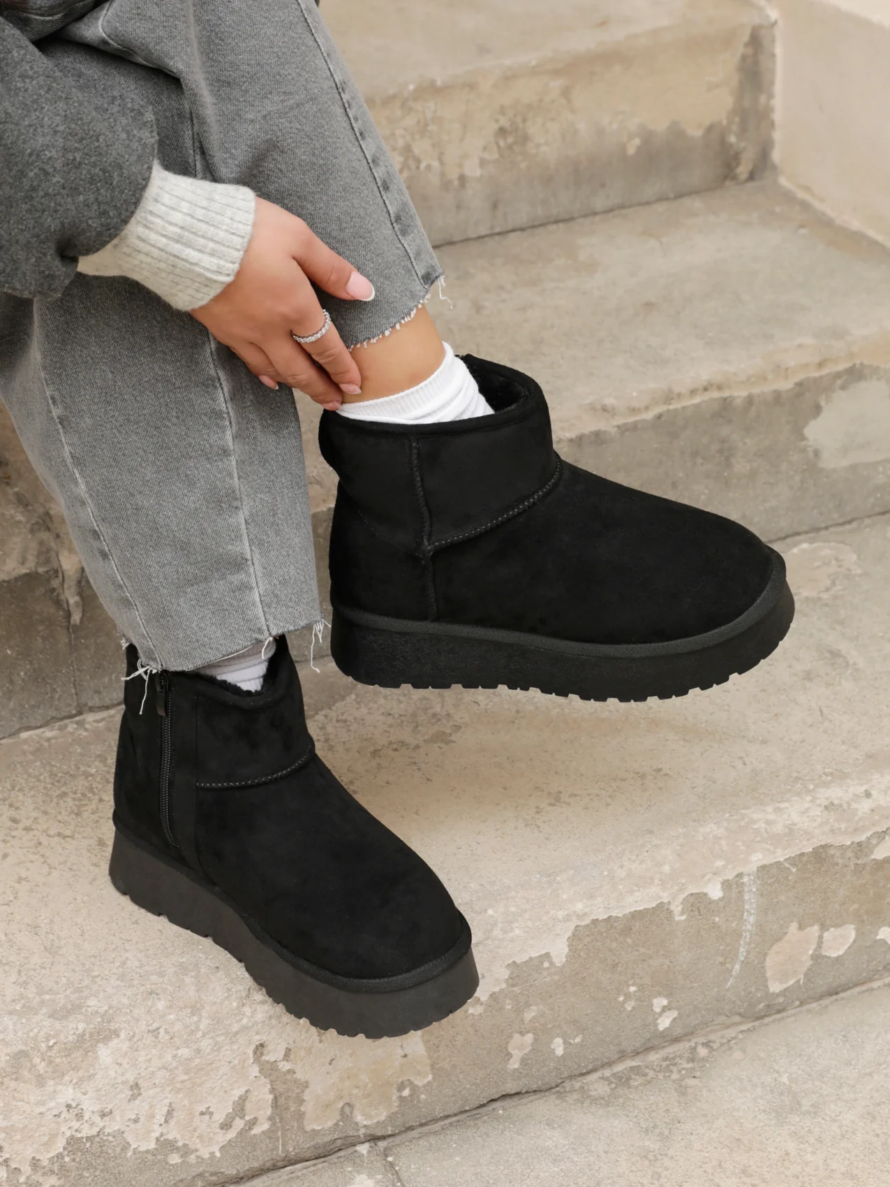 Cammie Black Platform Ankle Boots - Image 6
