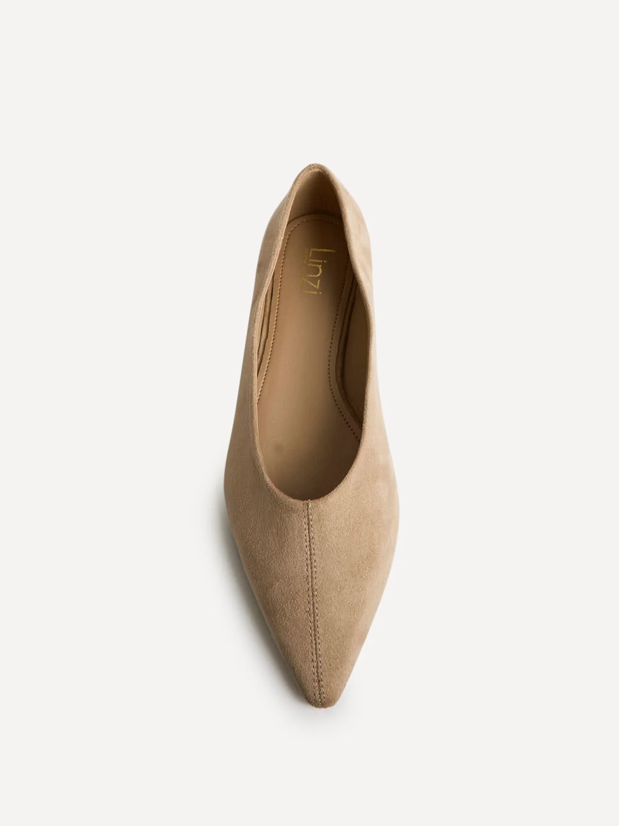 Candid Wide Fit Beige Pointed Toe Ballet Flats - Image 4