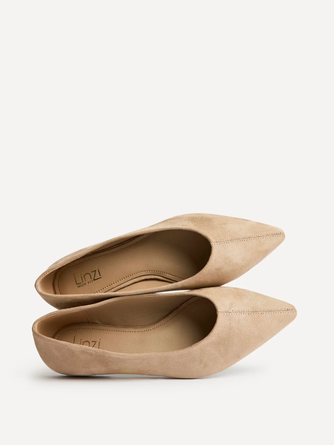 Candid Wide Fit Beige Pointed Toe Ballet Flats - Image 5