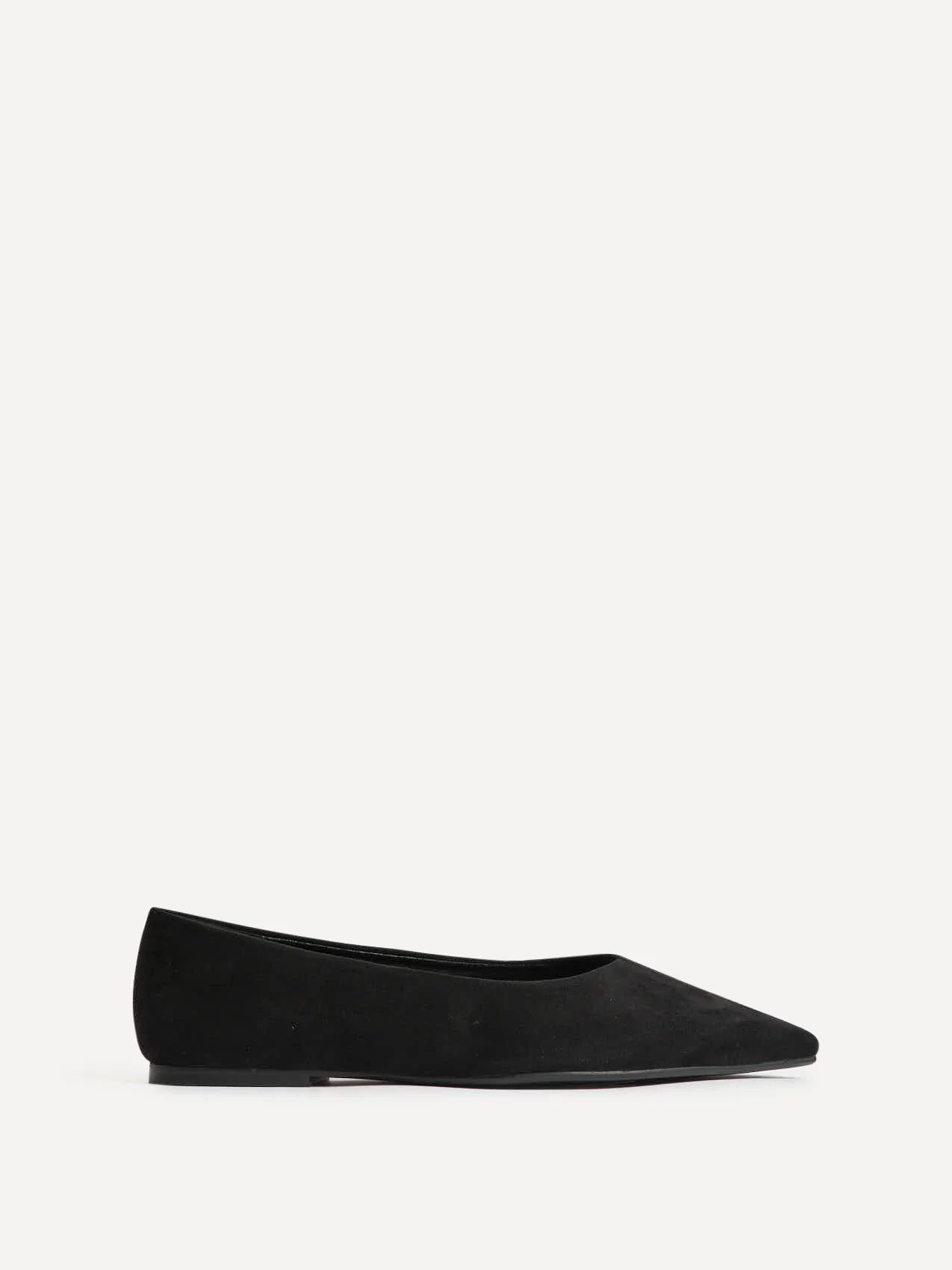 Candid Wide Fit Black Pointed Toe Ballet Flats - Image 2