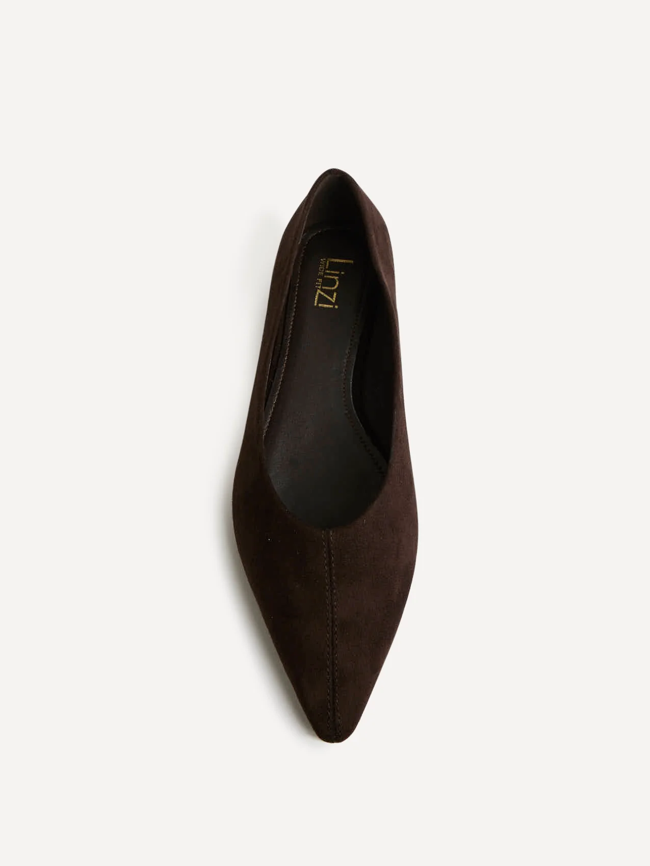 Candid Wide Fit Brown Pointed Toe Ballet Flats - Image 4