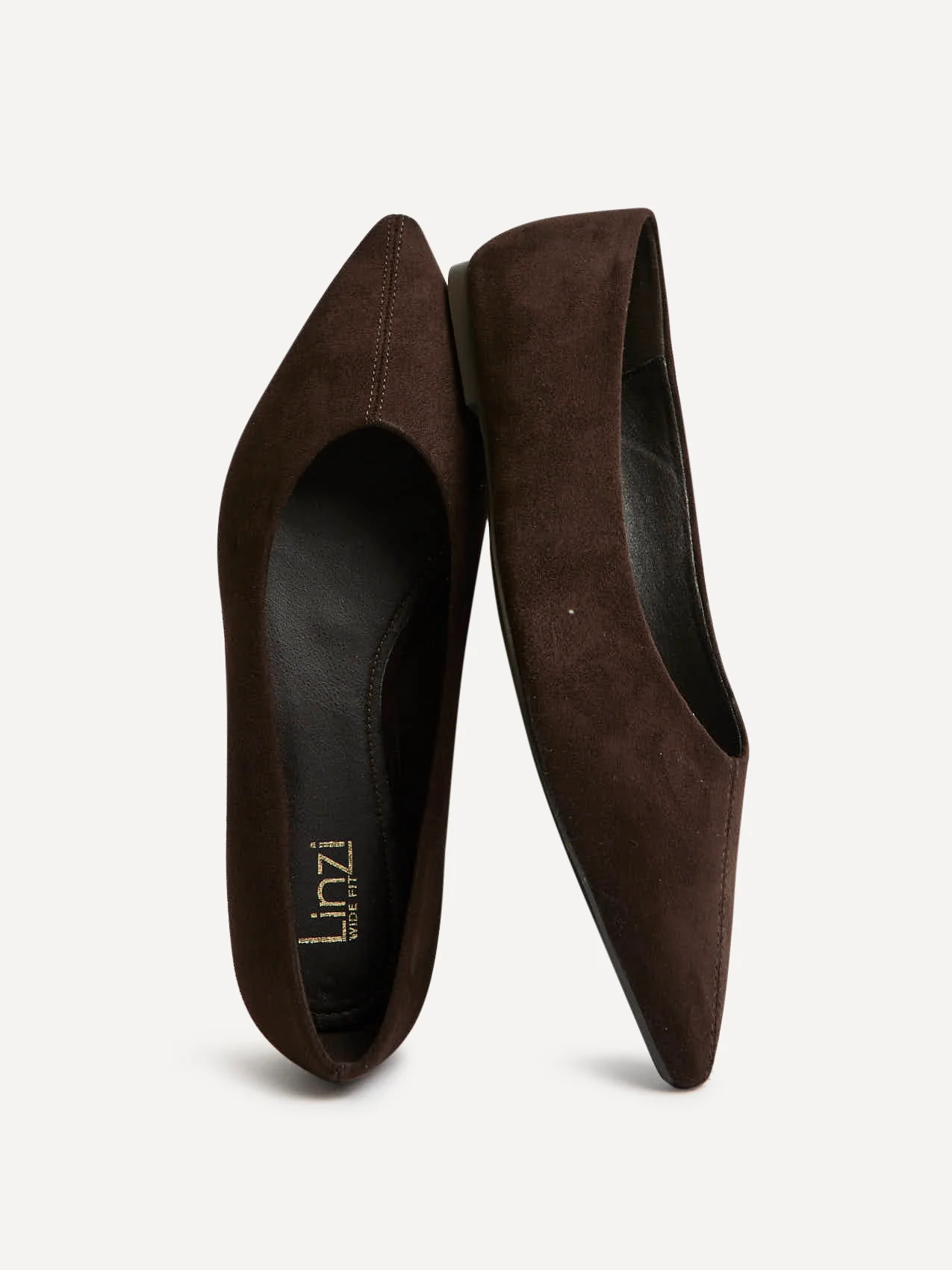 Candid Wide Fit Brown Pointed Toe Ballet Flats - Image 5
