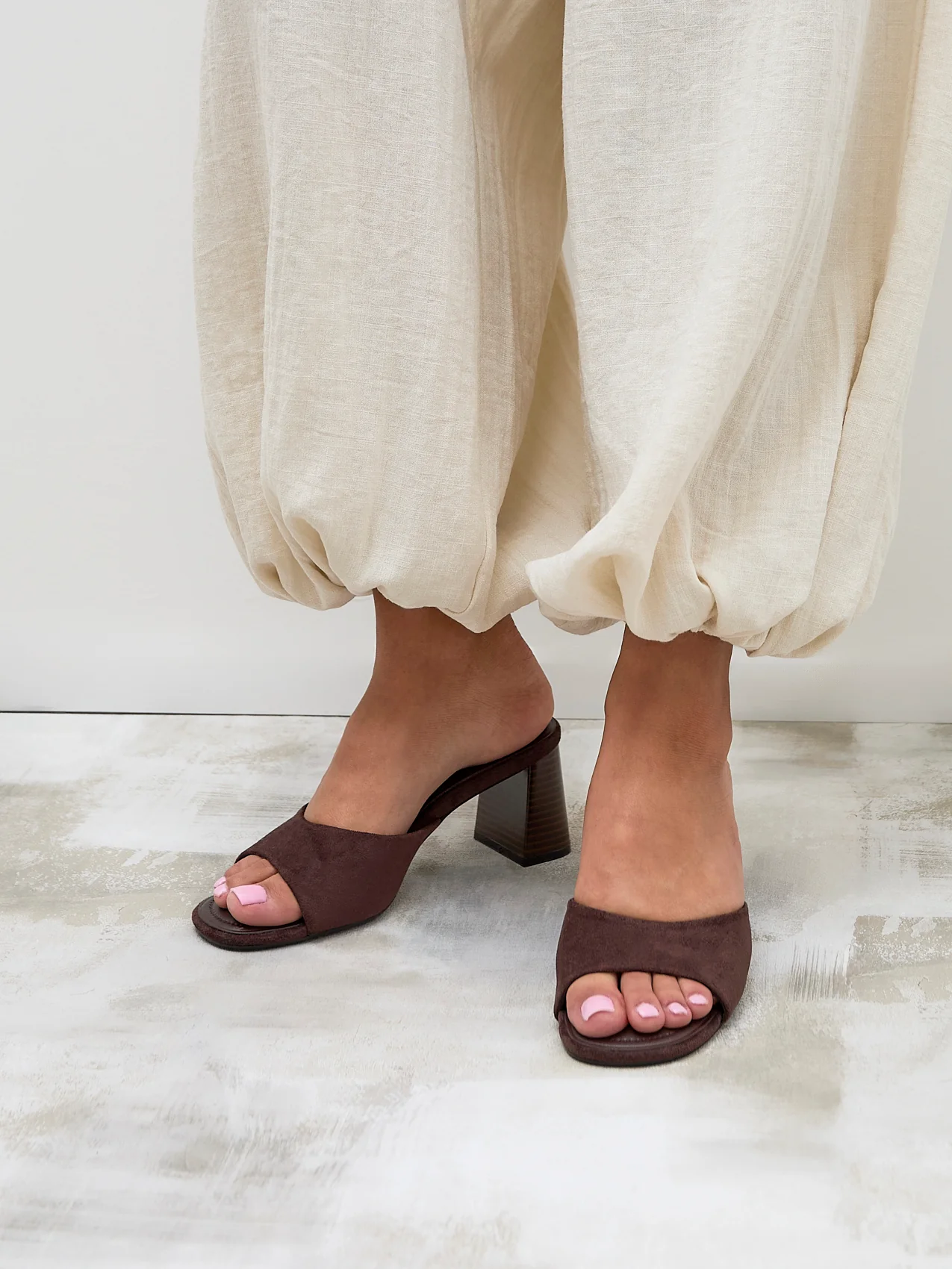 Cannes Brown Faux Suede Mule Heels - Image 6