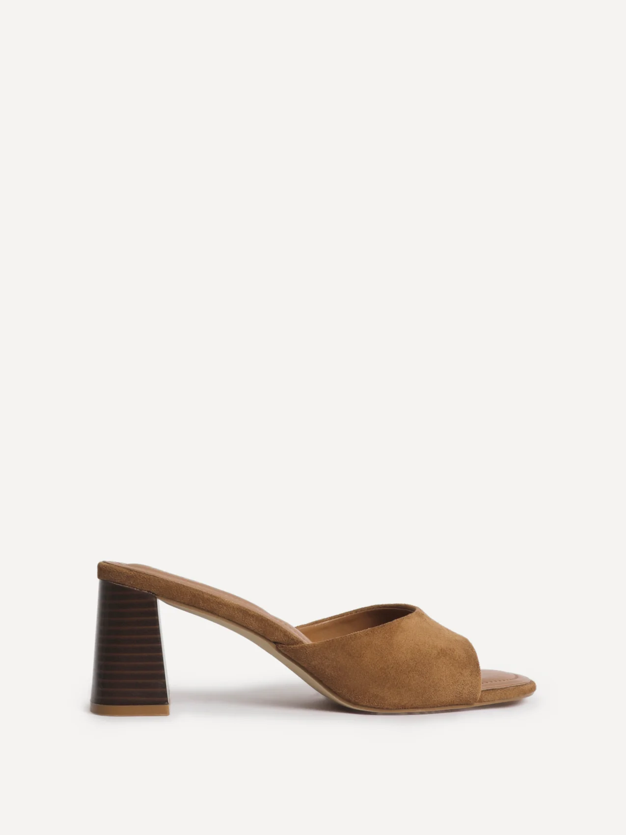 Cannes Tan Faux Suede Mule Heels - Image 2