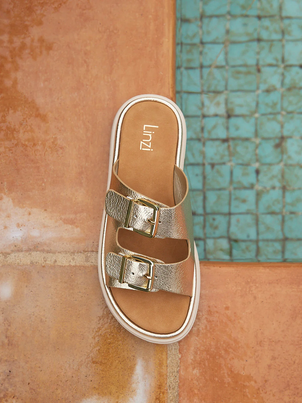 Capture Gold Double Buckle Flat Sandals - Image 6