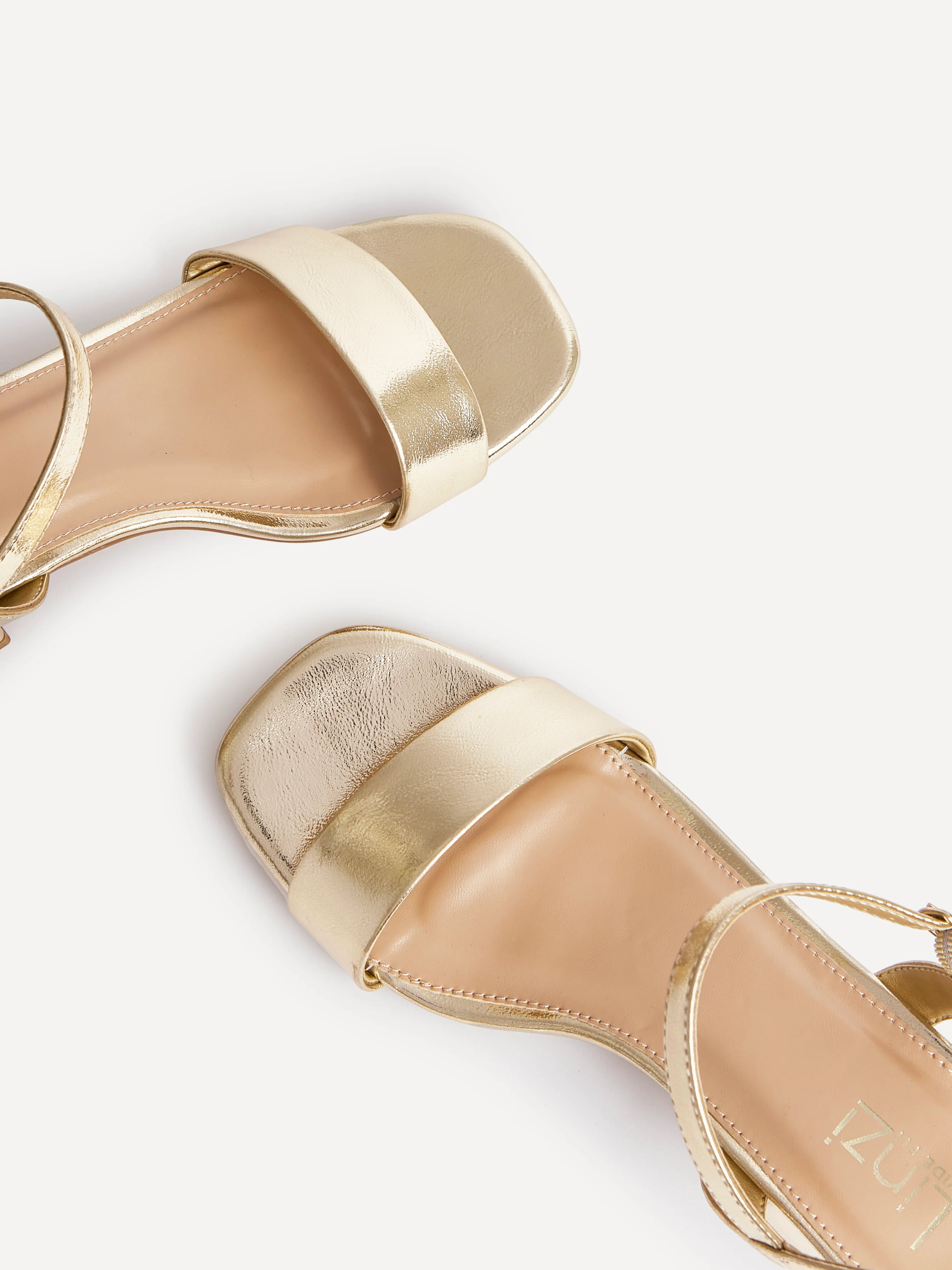 Carlie Wide Fit Gold Faux Leather Low Heels - Image 5