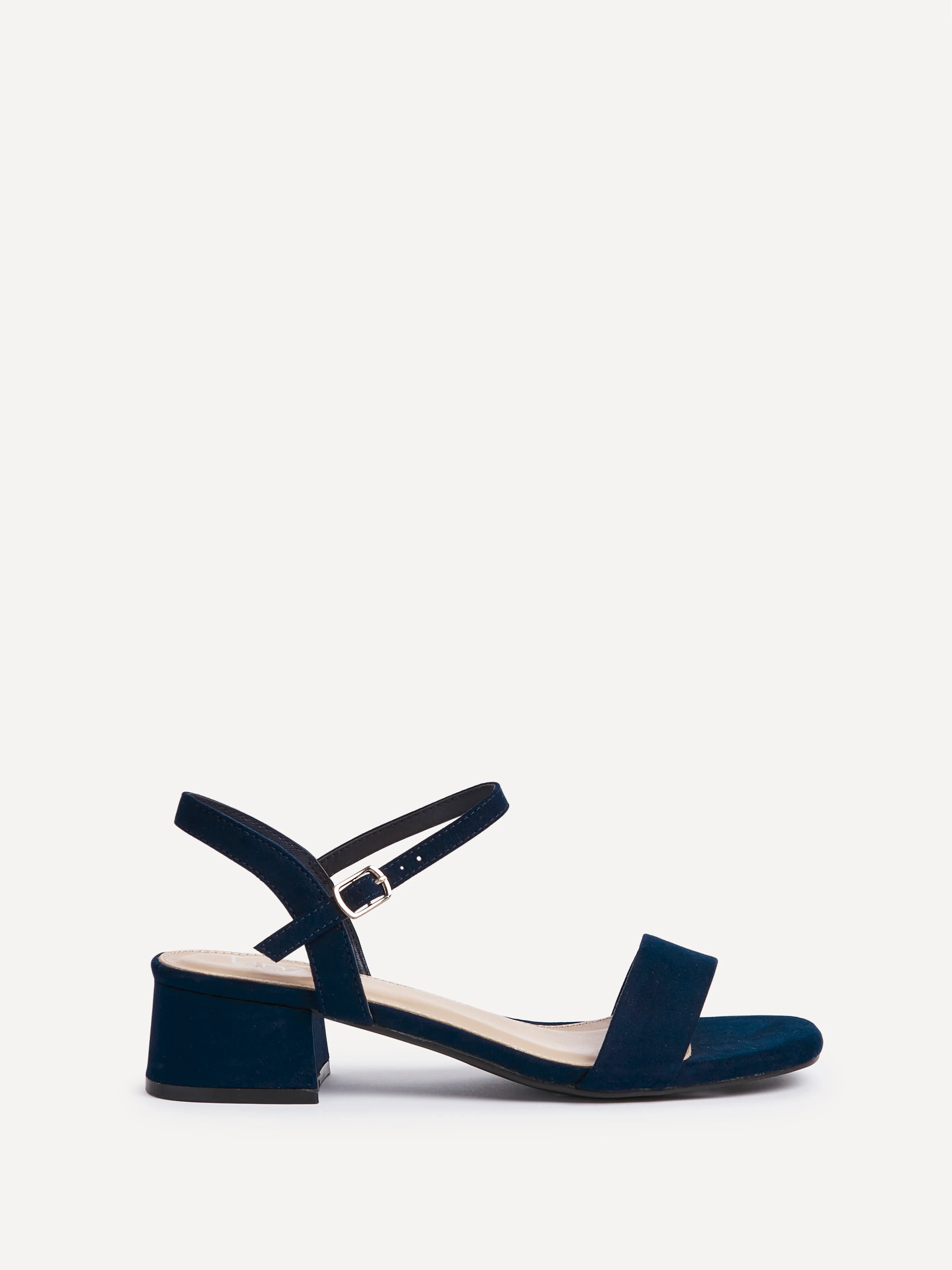 Carlie Wide Fit Navy Faux Suede Low Heels - Image 2