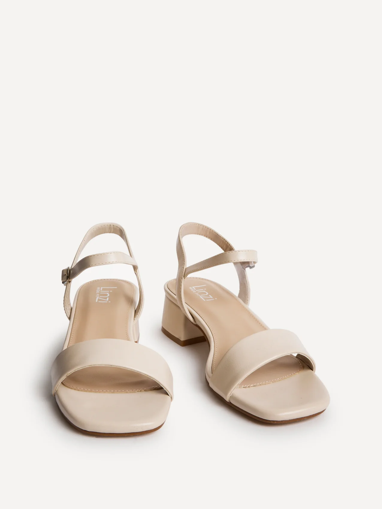 Carlie Wide Fit Nude Faux Leather Low Heels - Image 3
