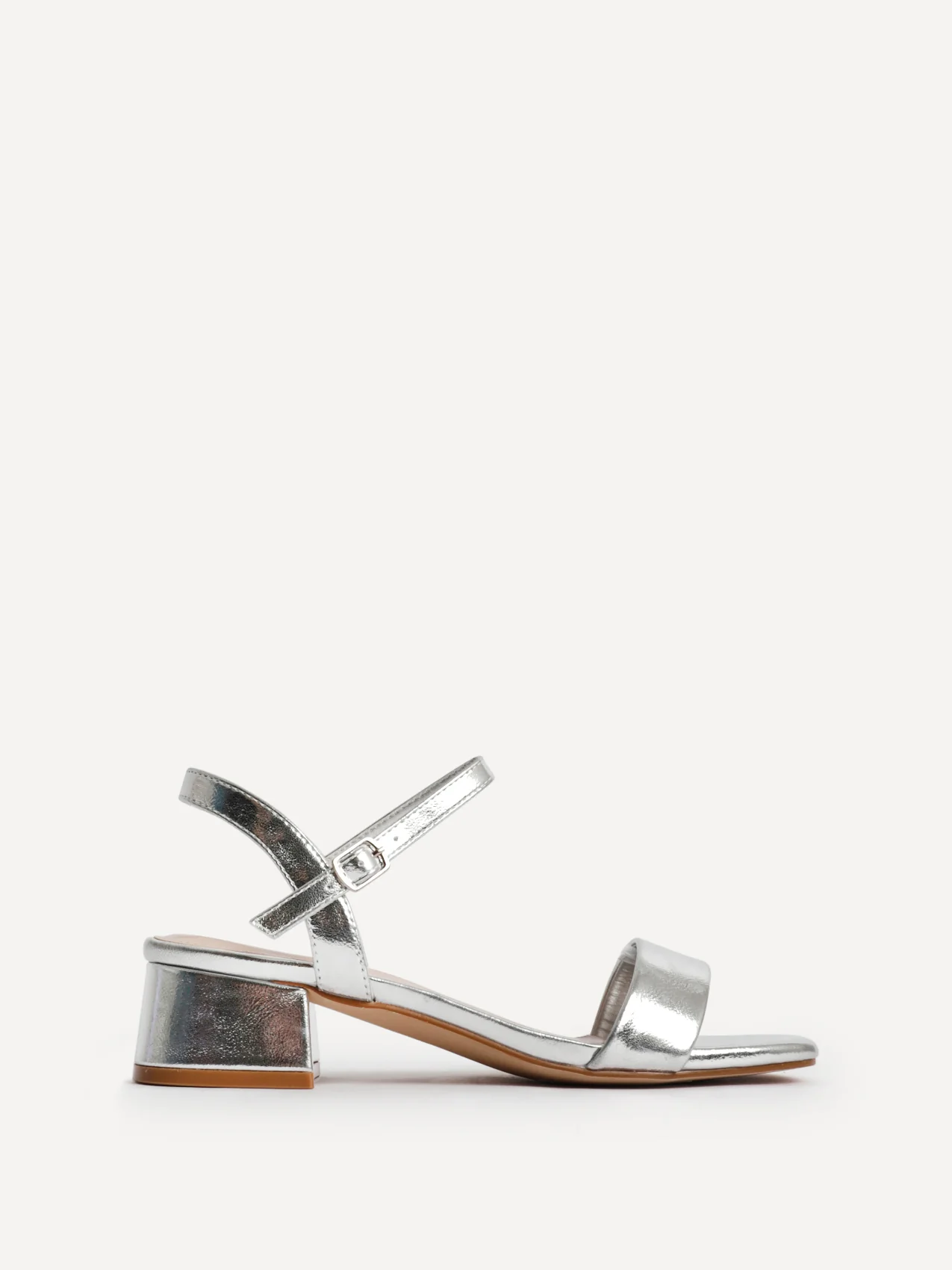 Carlie Wide Fit Silver Faux Leather Low Heels - Image 2