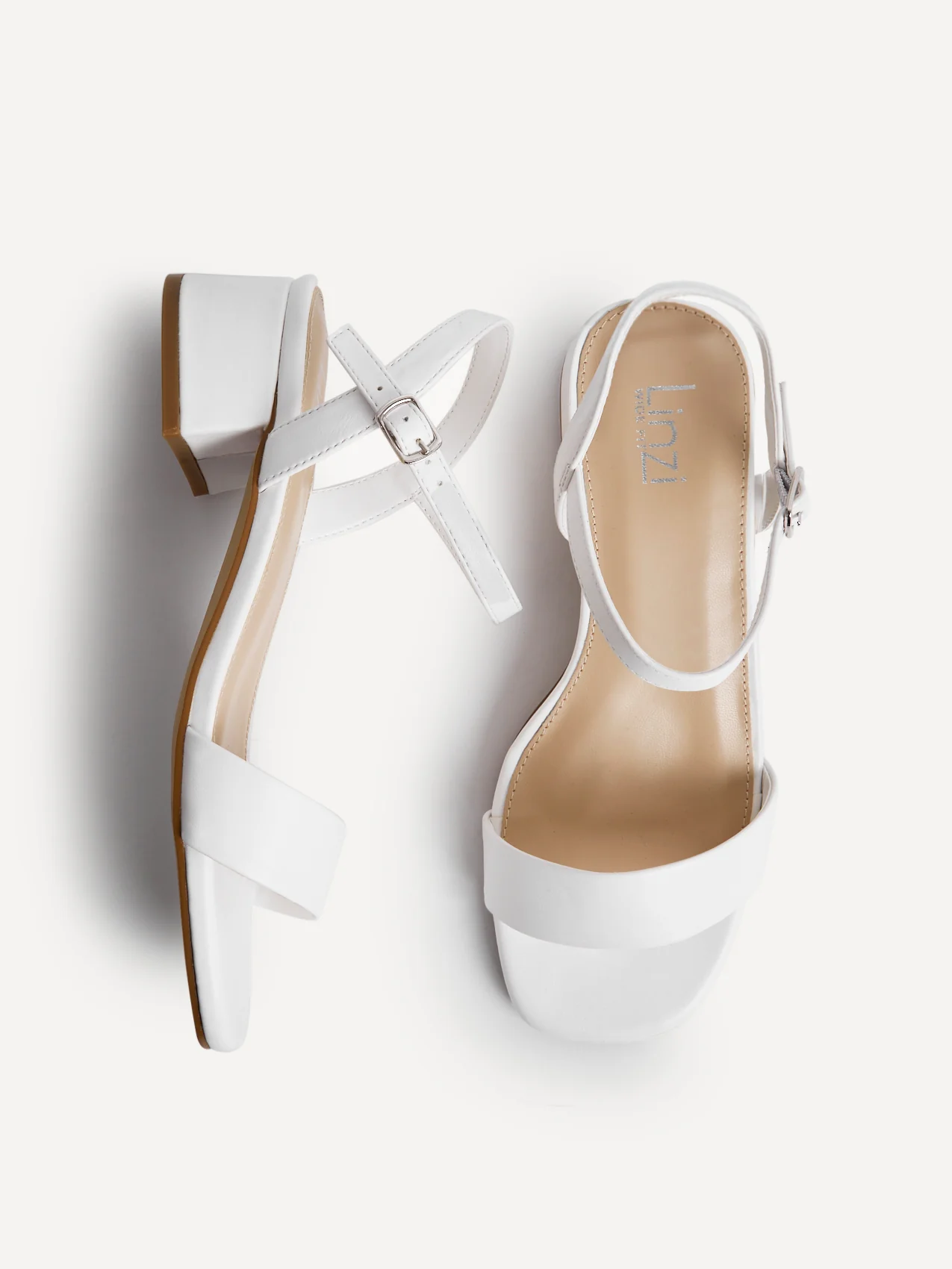 Carlie Wide Fit White Faux Leather Low Heels - Image 5