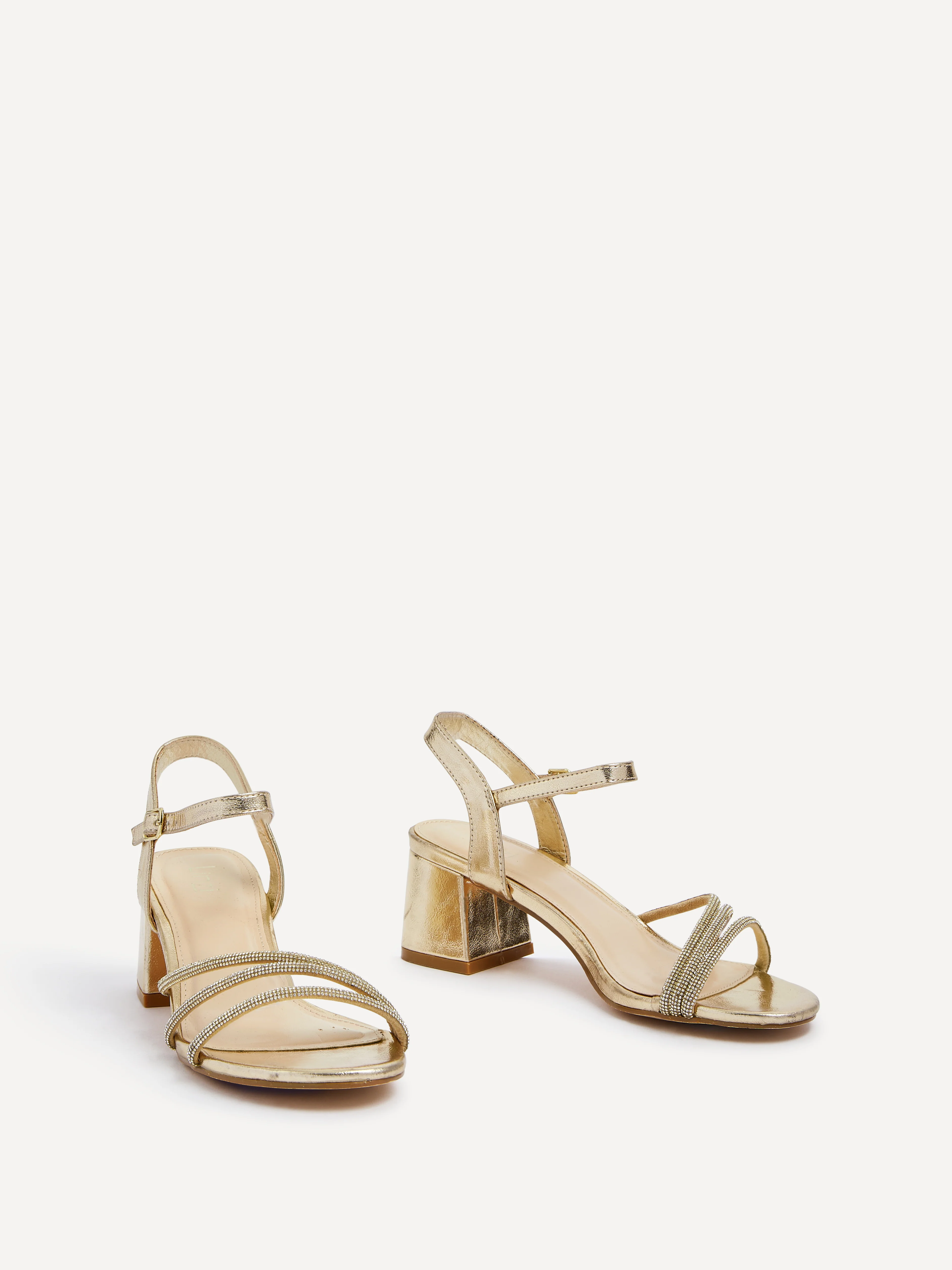 Carnation Gold Diamante Heeled Sandals - Image 3