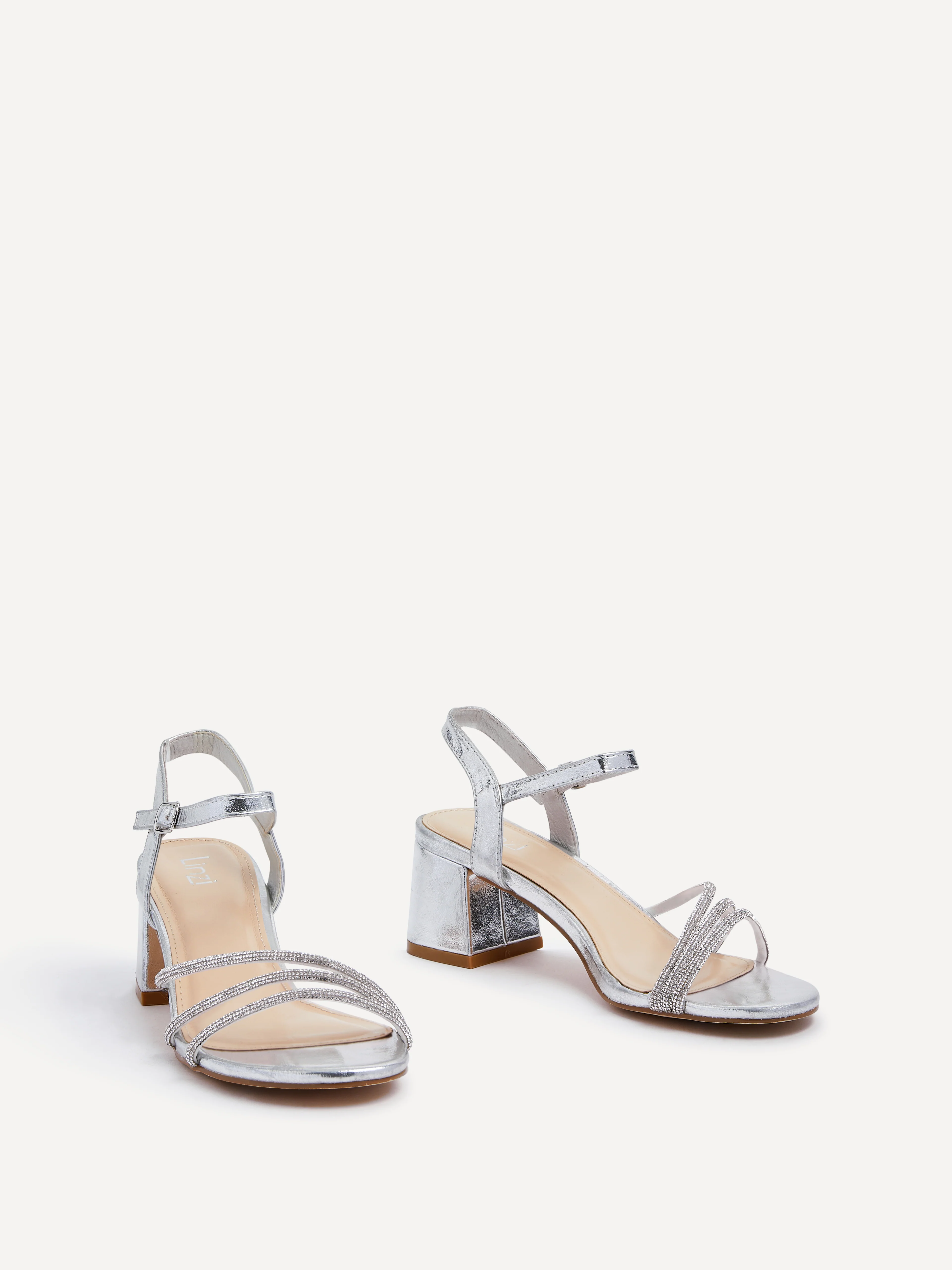 Carnation Silver Diamante Heeled Sandals - Image 4