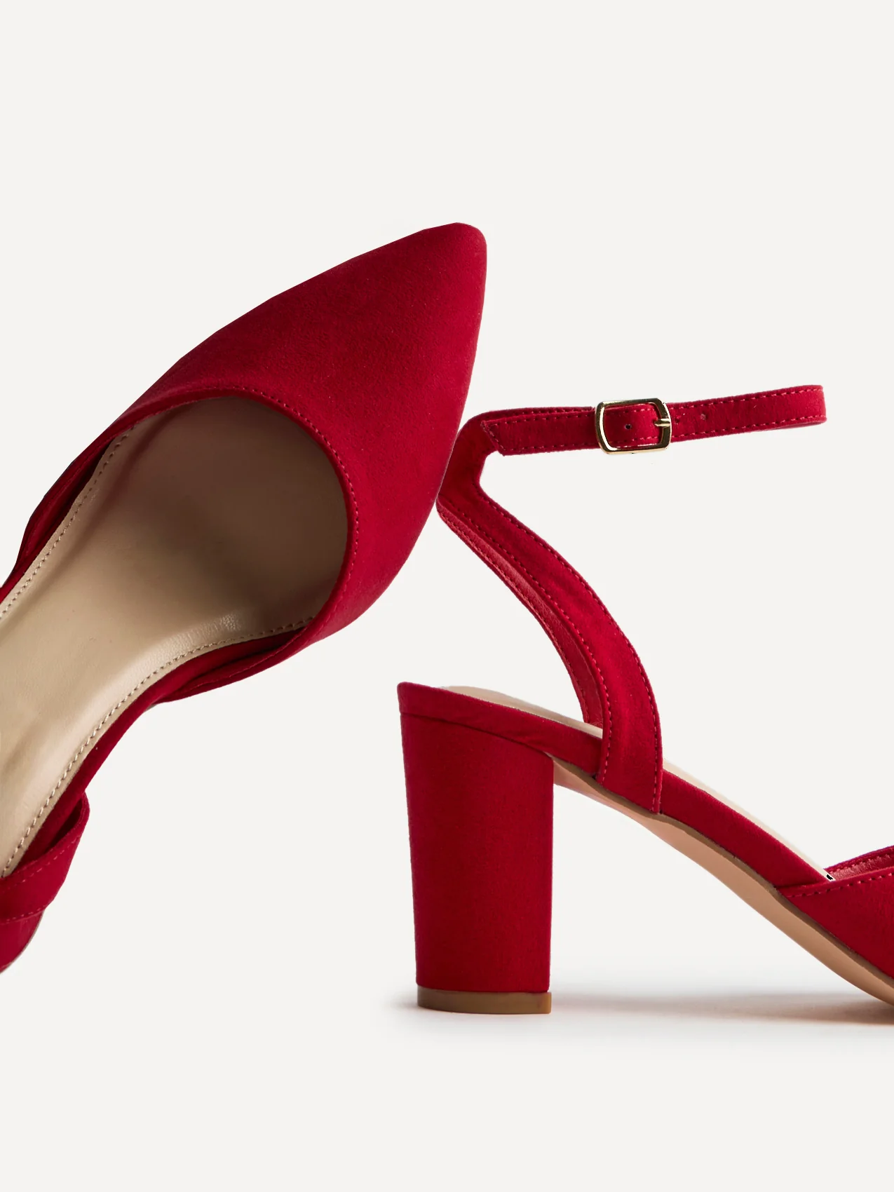 Carrie Red Faux Suede Court Heels - Image 5