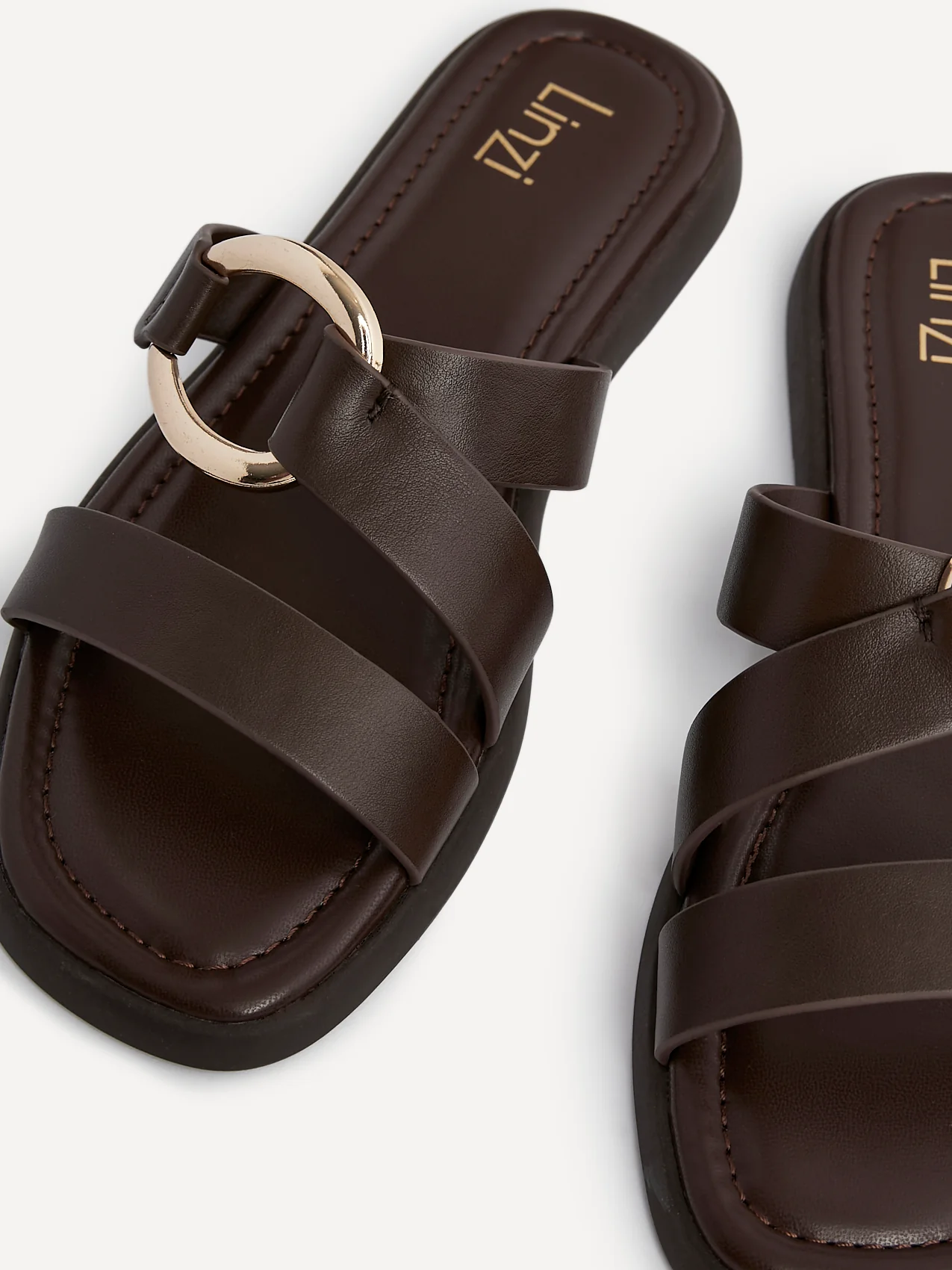 Cassandra Brown Double Strap Sandals - Image 4