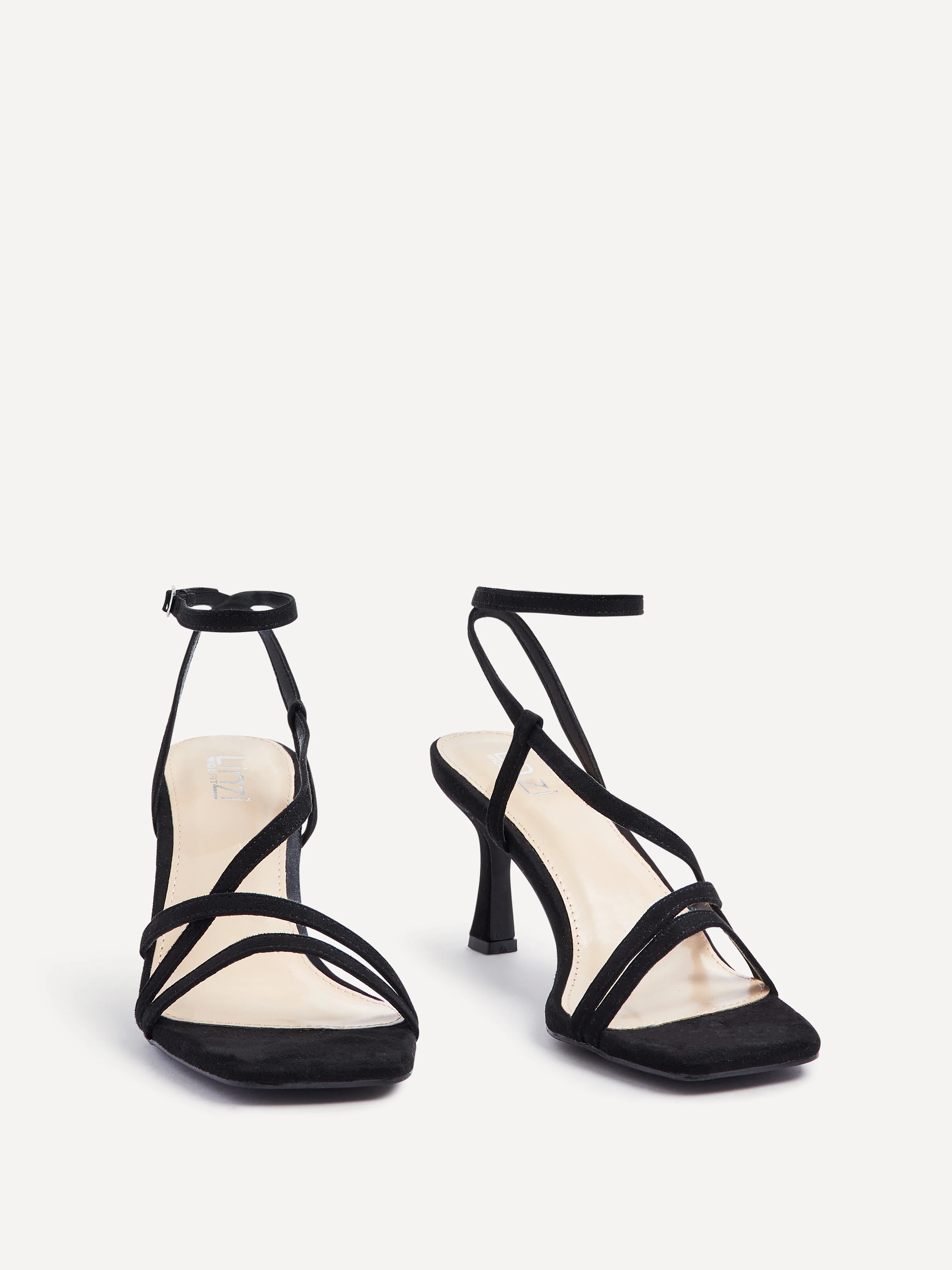 Cassie Wide Fit Black Strappy Heels - Image 3