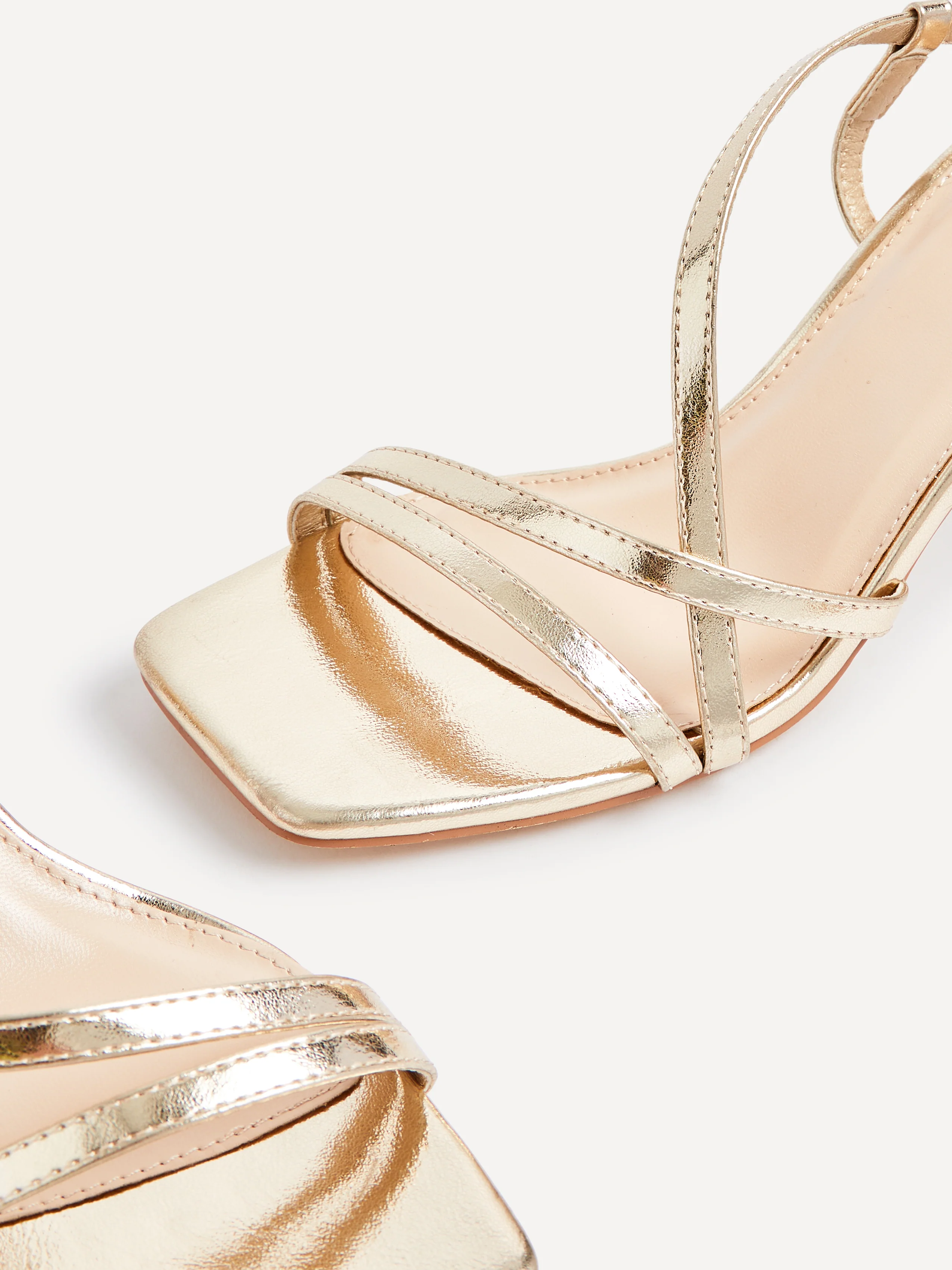 Cassie Wide Fit Gold Strappy Heels - Image 5