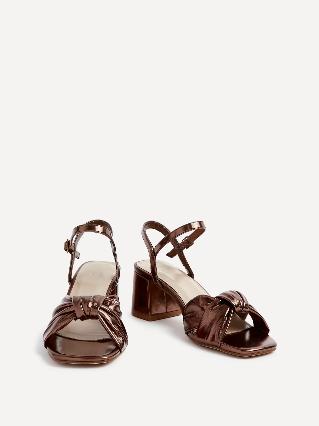Charlotte Bronze Faux Leather Knotted Heels - Image 2