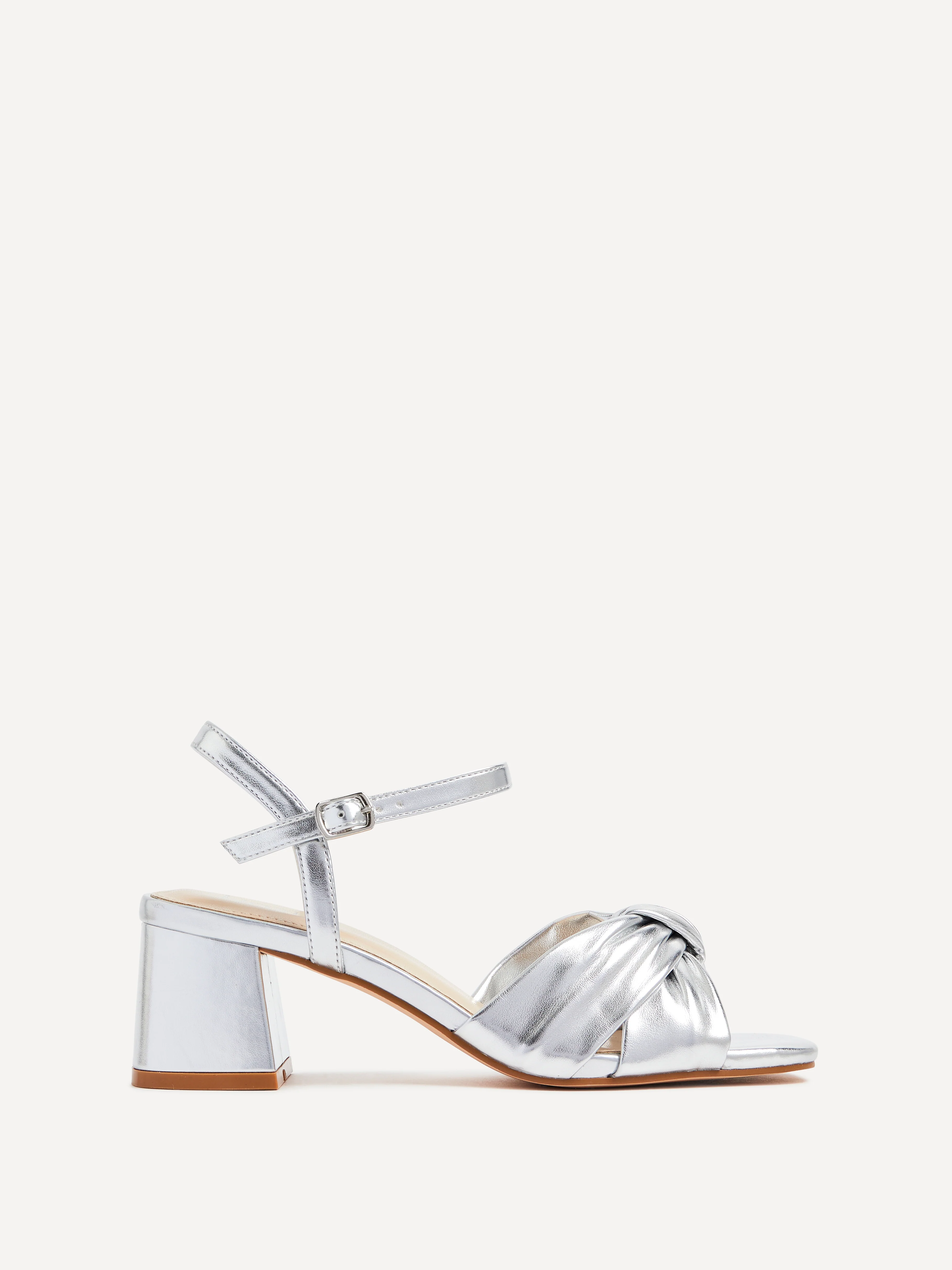 Charlotte Silver Faux Leather Knotted Heels - Image 2