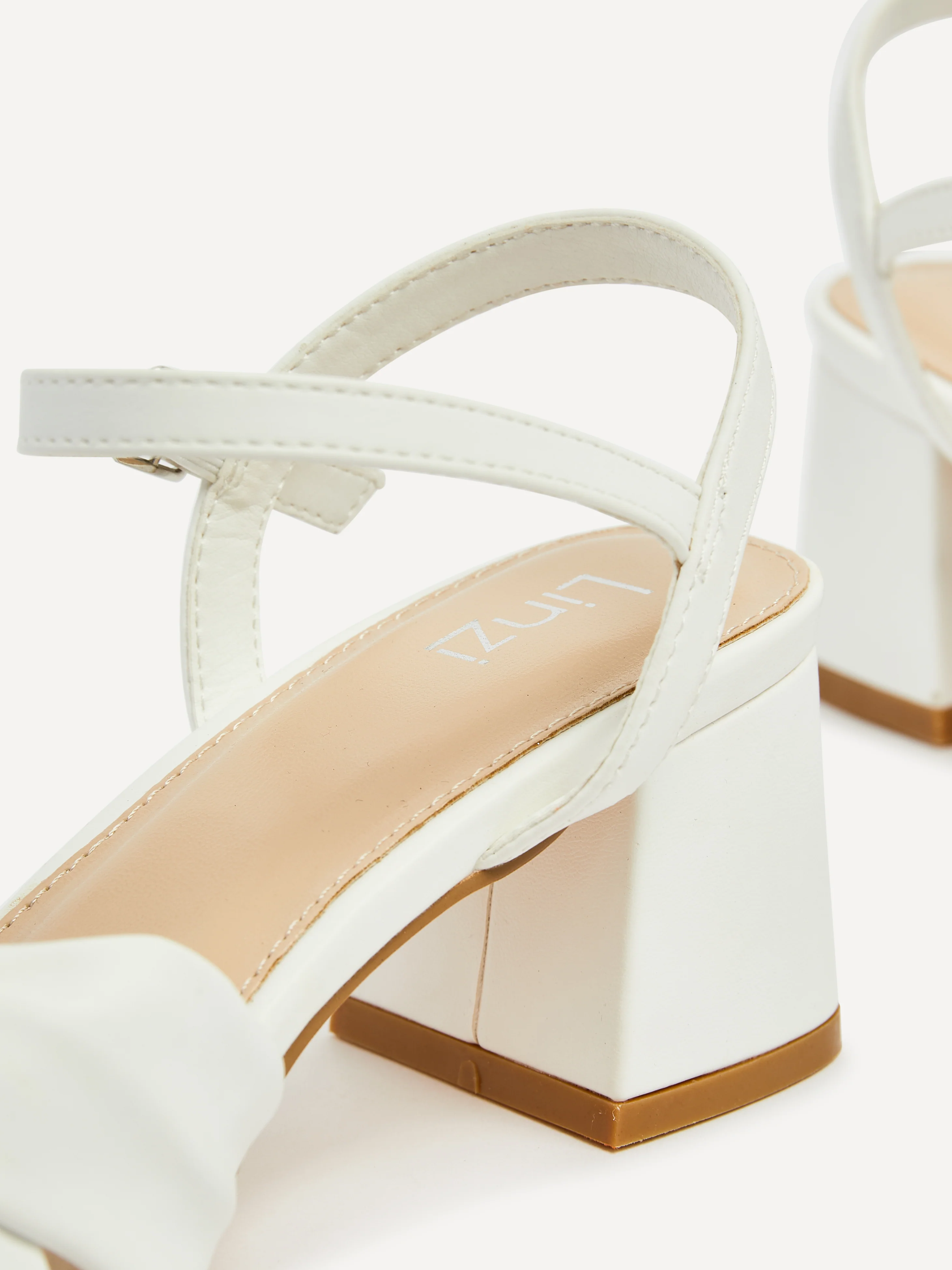 Charlotte White Faux Leather Knotted Heels - Image 3